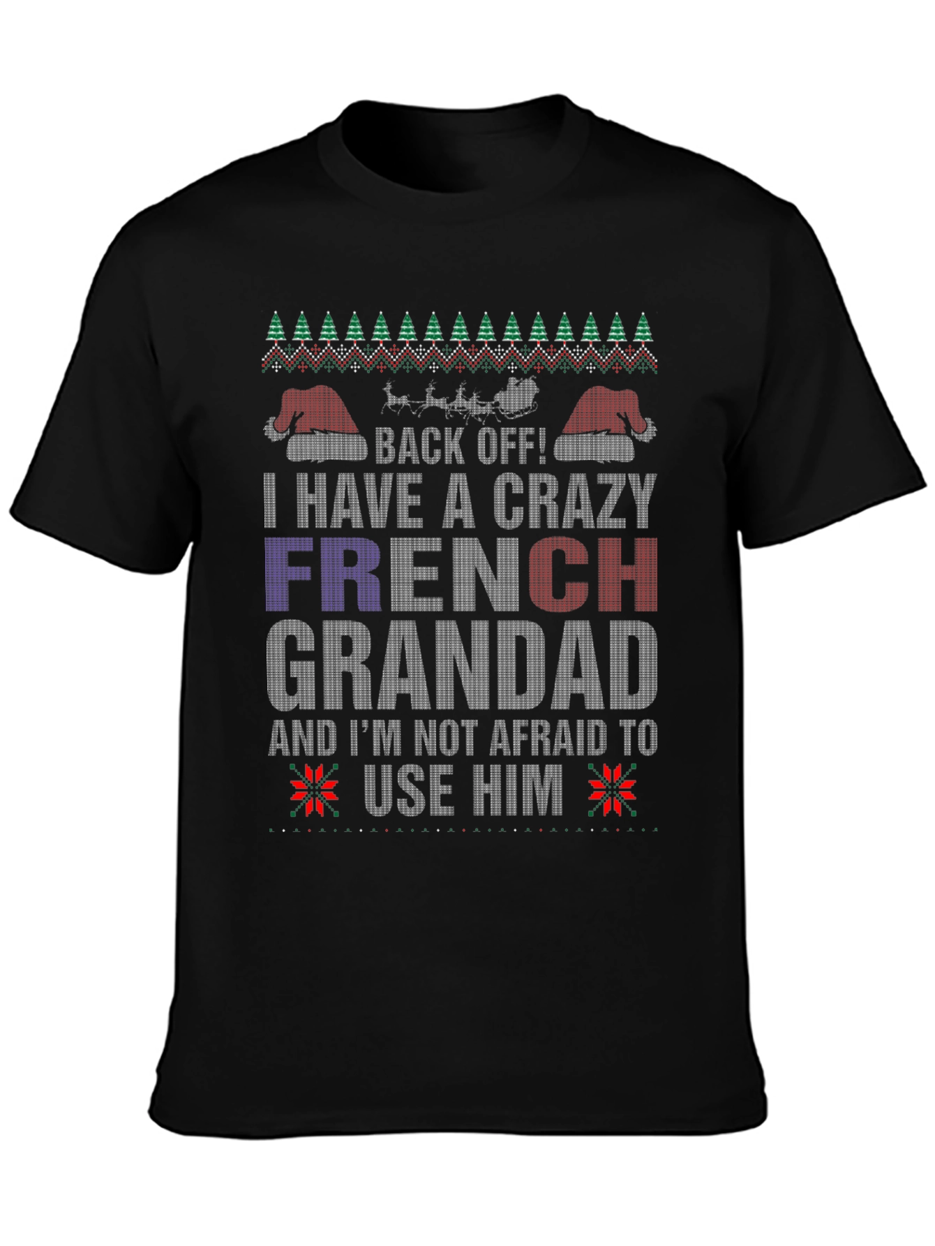 Crazy French Grandad Christmas T-Shirt