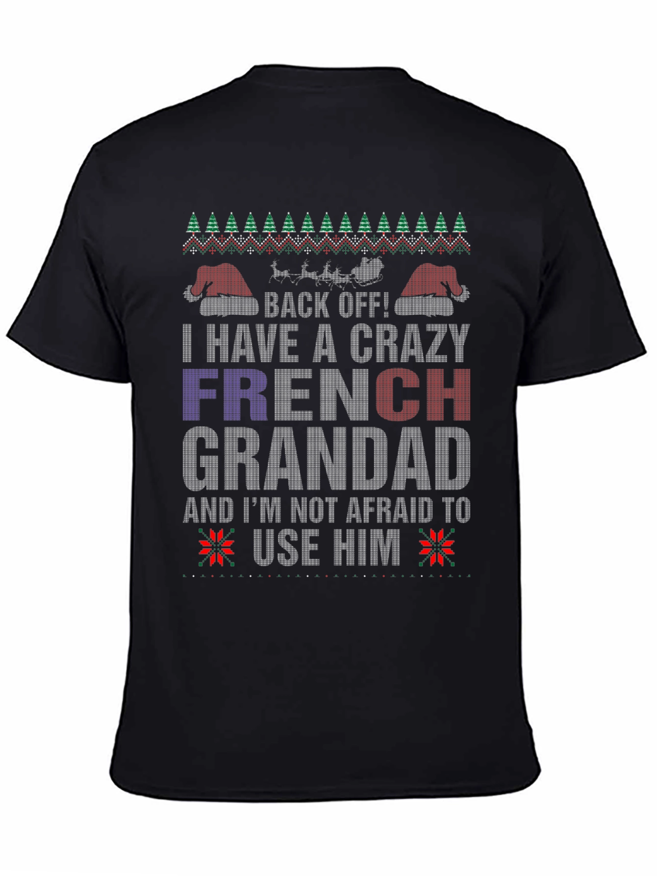 Crazy French Grandad Christmas T-Shirt