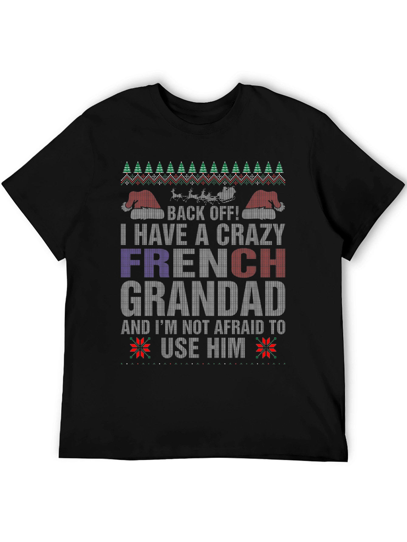 Crazy French Grandad Christmas T-Shirt