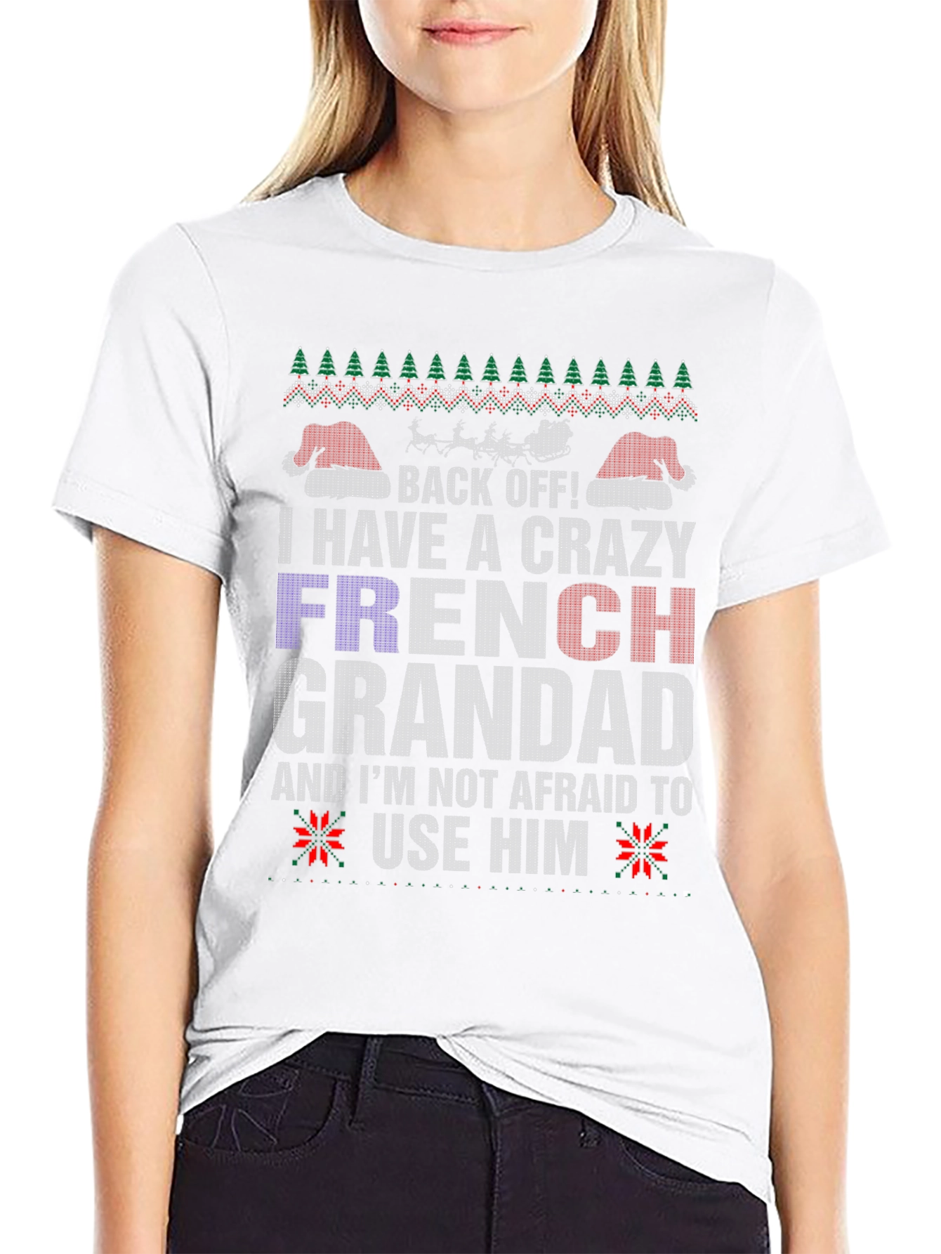 Crazy French Grandad Christmas T-Shirt