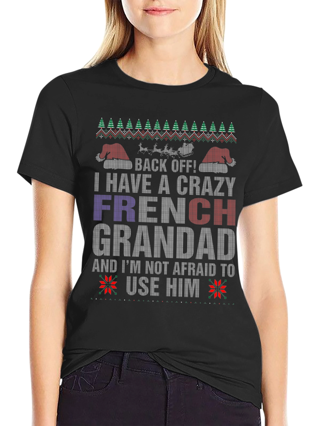 Crazy French Grandad Christmas T-Shirt