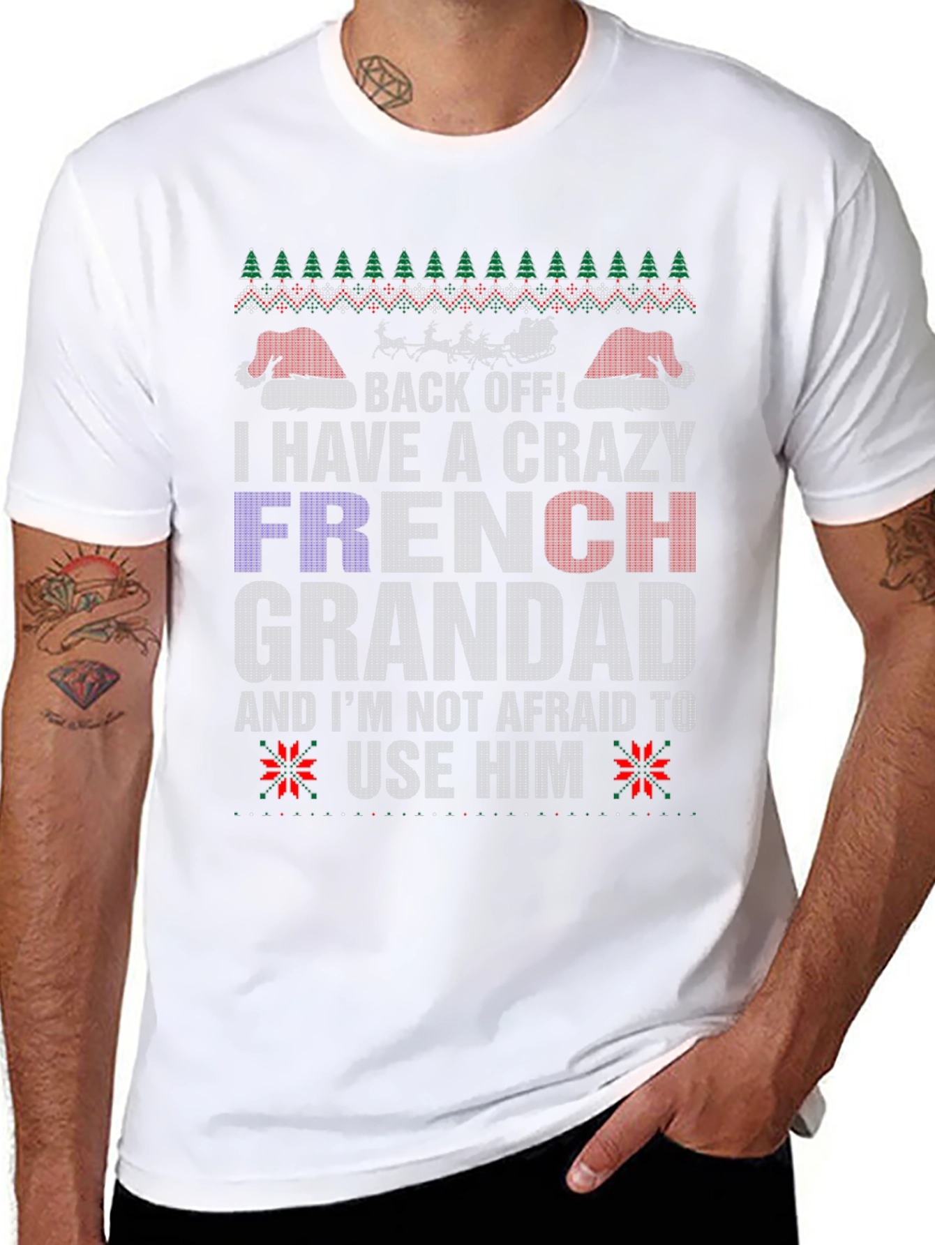 Crazy French Grandad Christmas T-Shirt