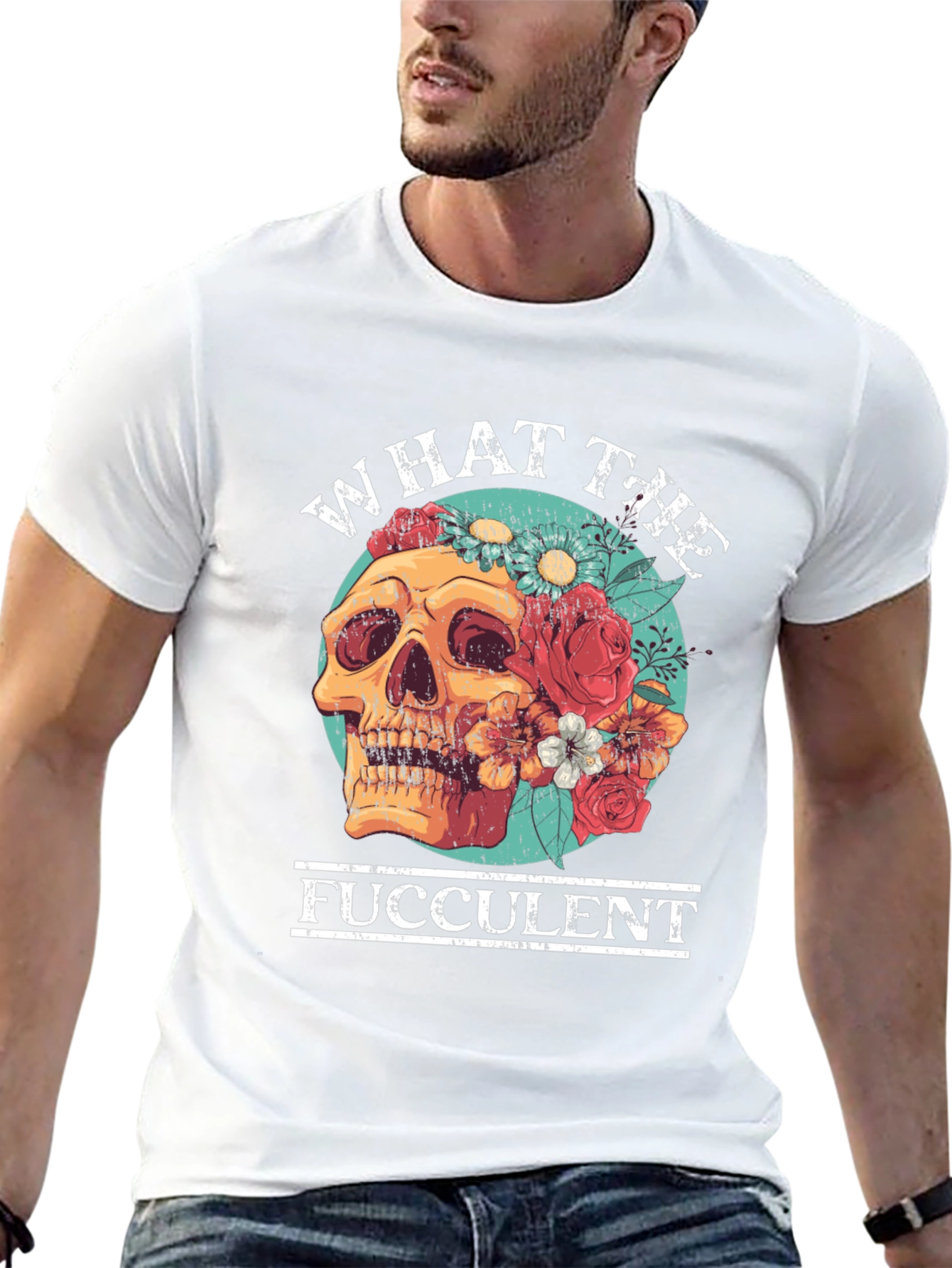 What the Fucculent Skull Floral T-Shirt