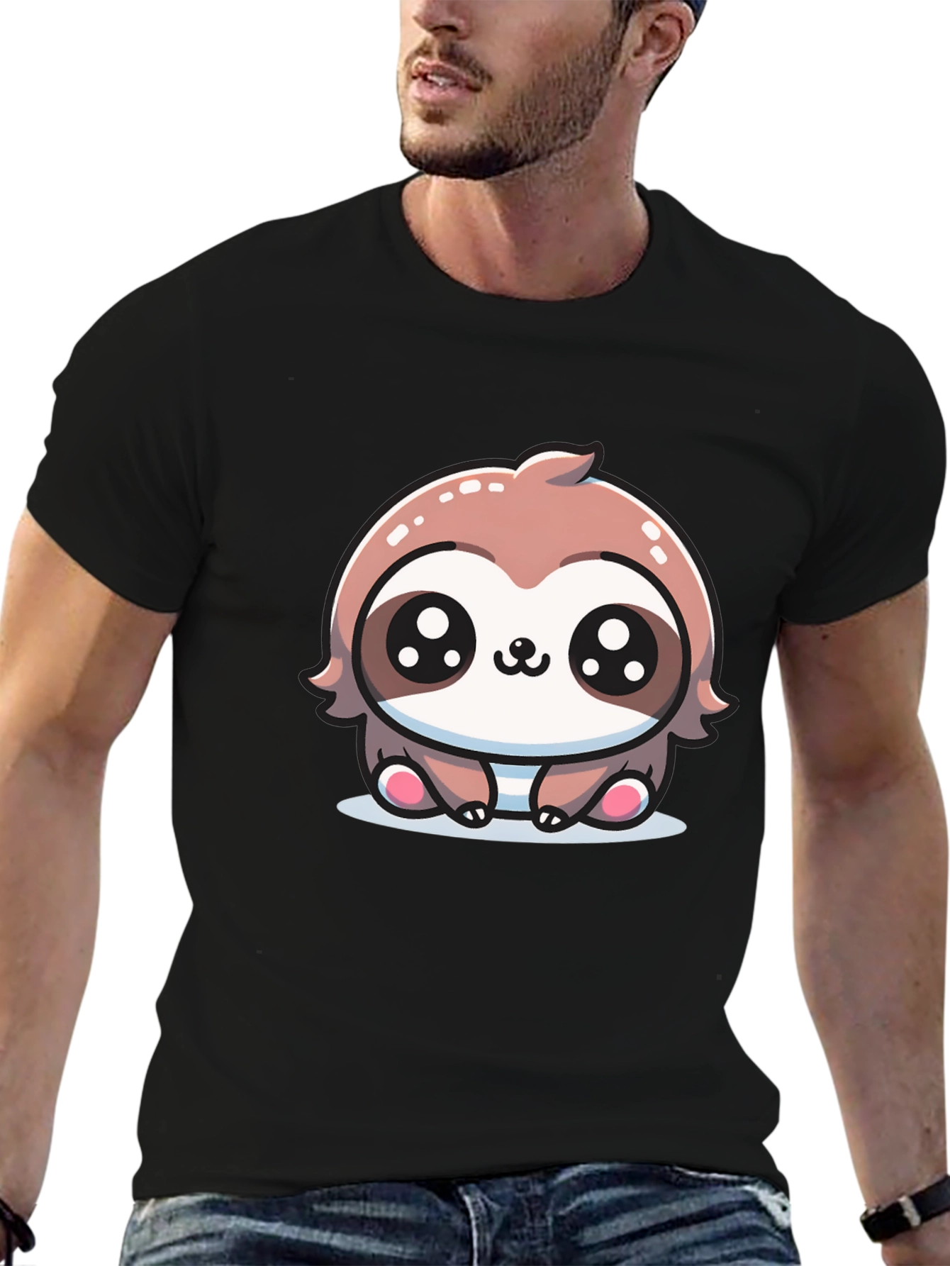 Cute Sloth Graphic Tee - Unisex Black T-Shirt