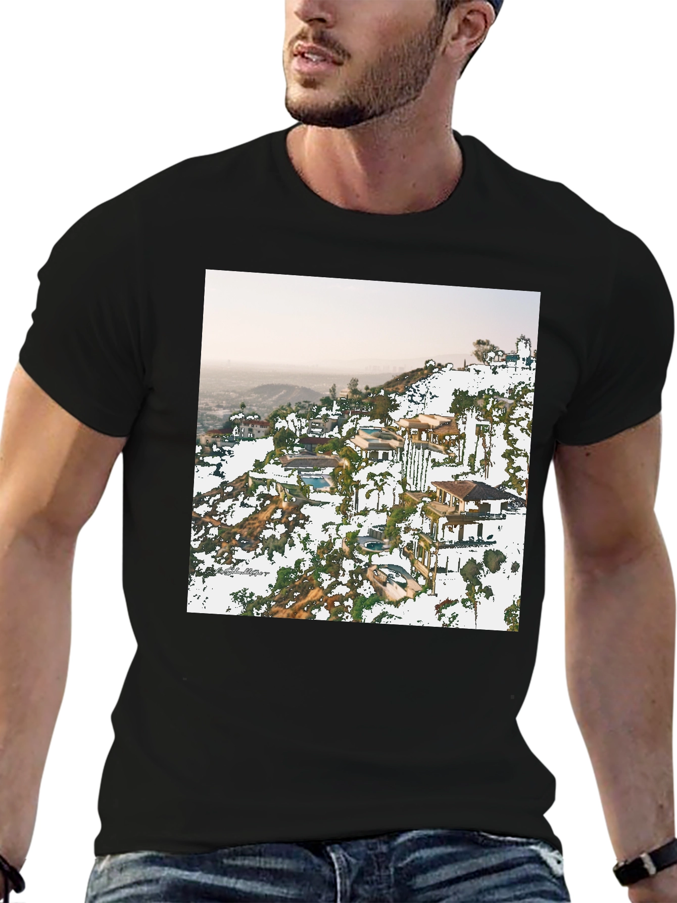 Hillside Homes Black Graphic T-Shirt
