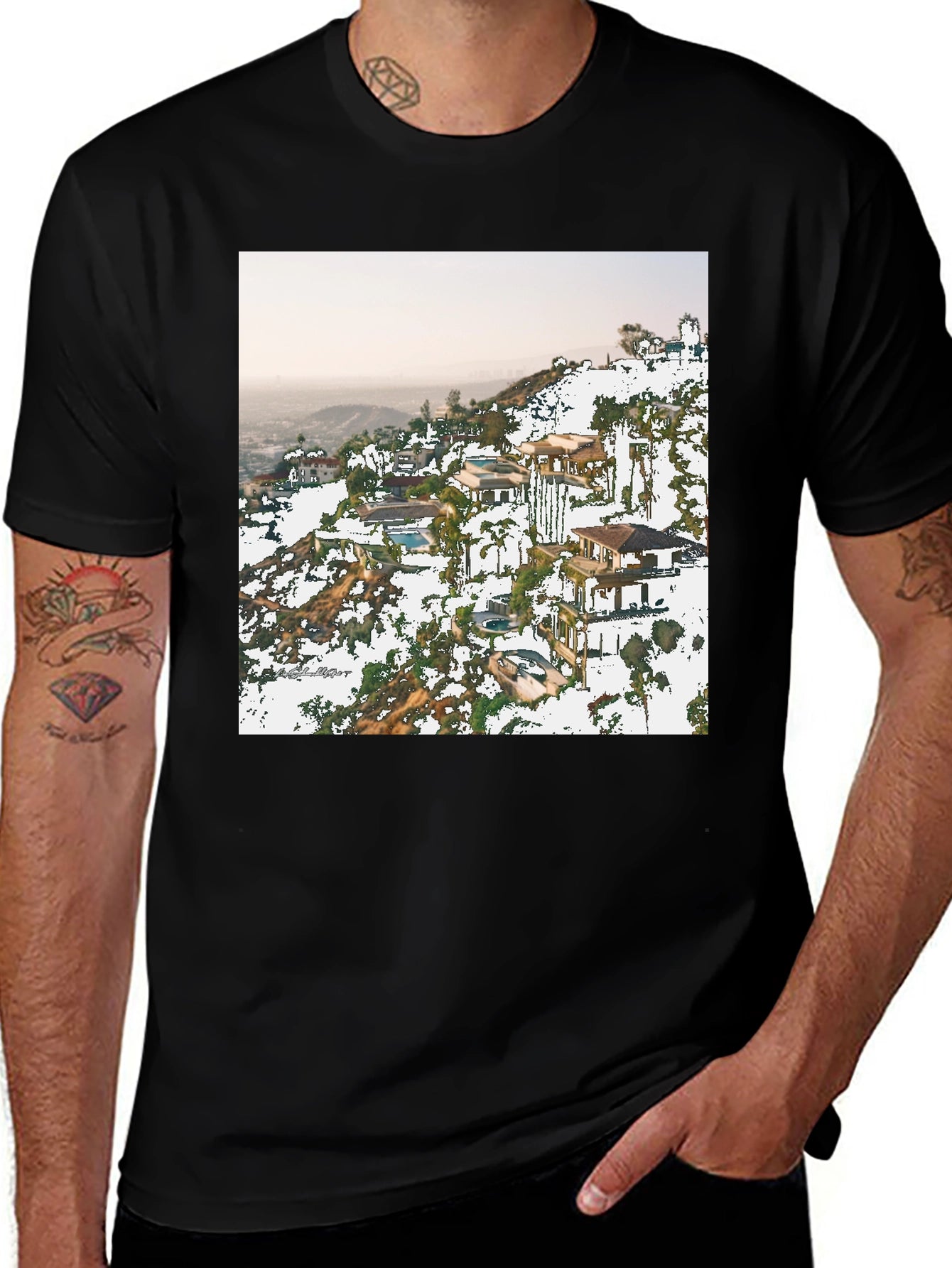 Hillside Homes Black Graphic T-Shirt