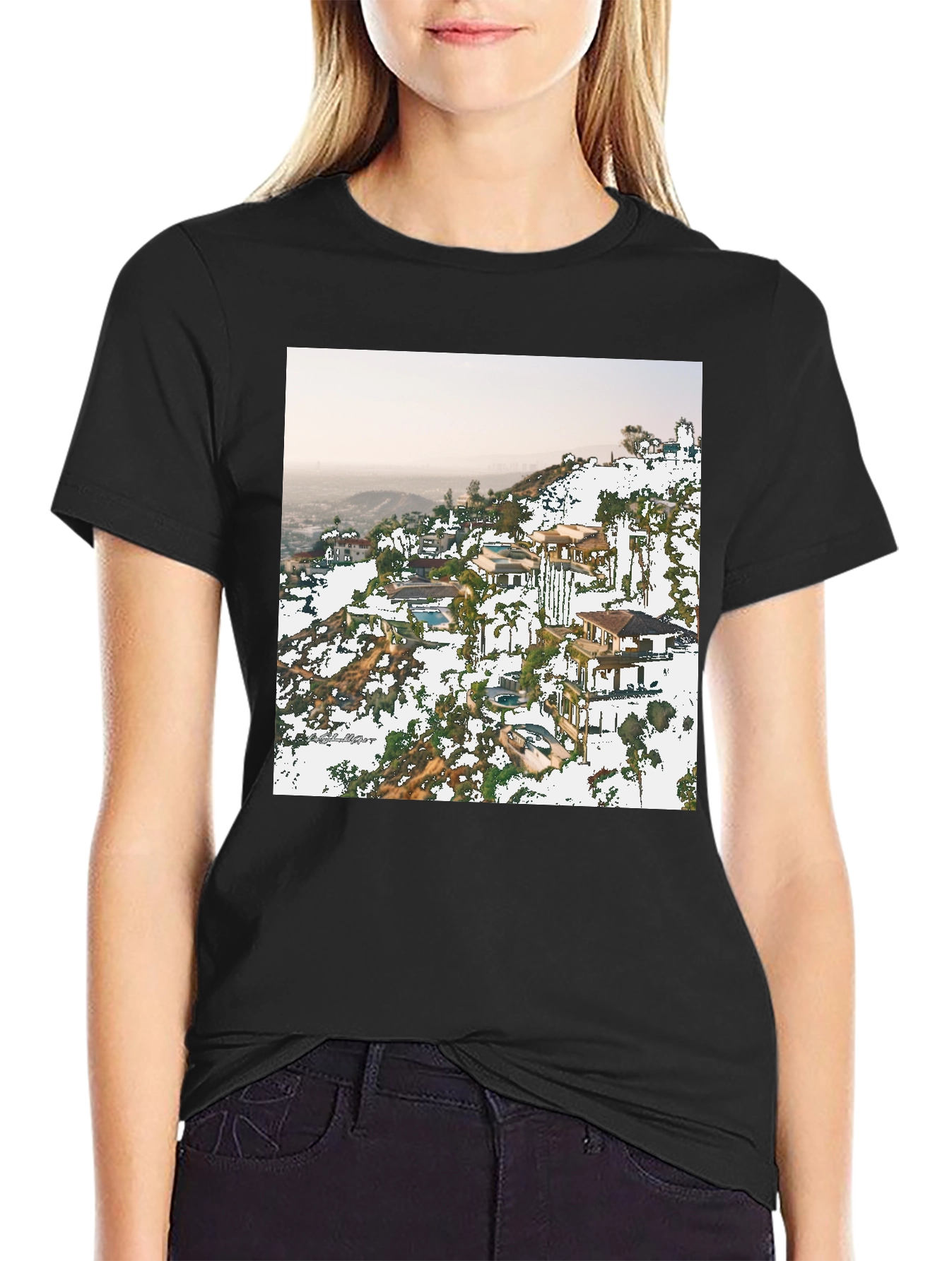 Hillside Homes Black Graphic T-Shirt