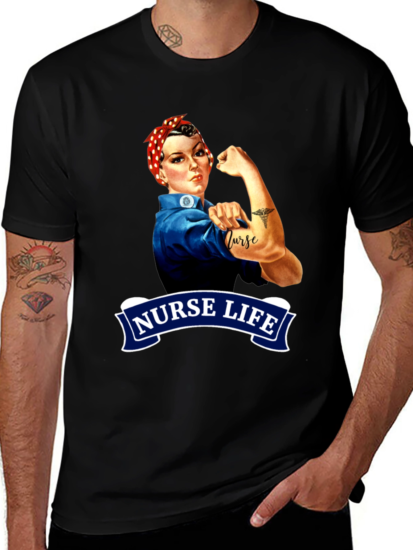 Nurse Life Rosie the Riveter Graphic Tee
