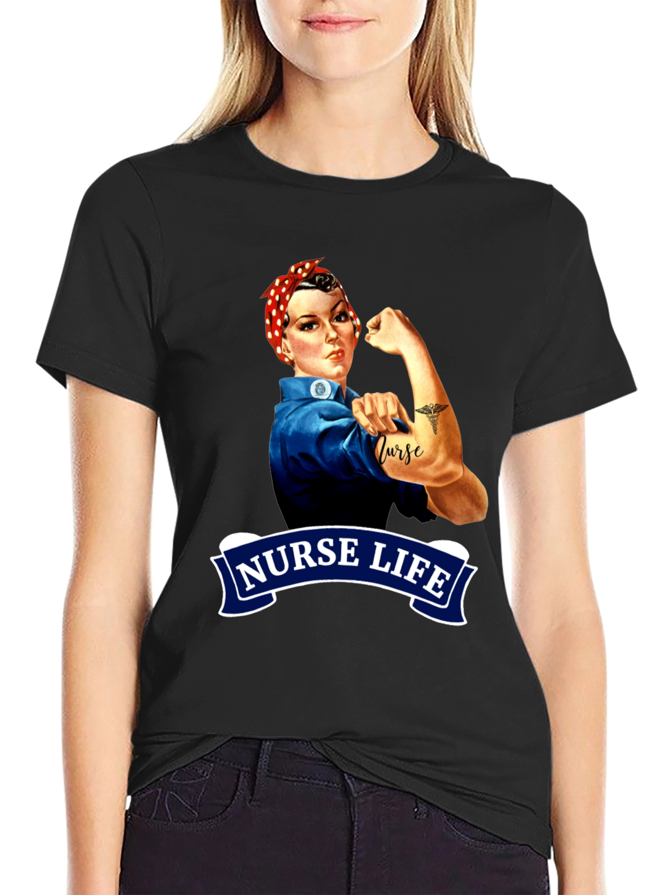 Nurse Life Rosie the Riveter Graphic Tee