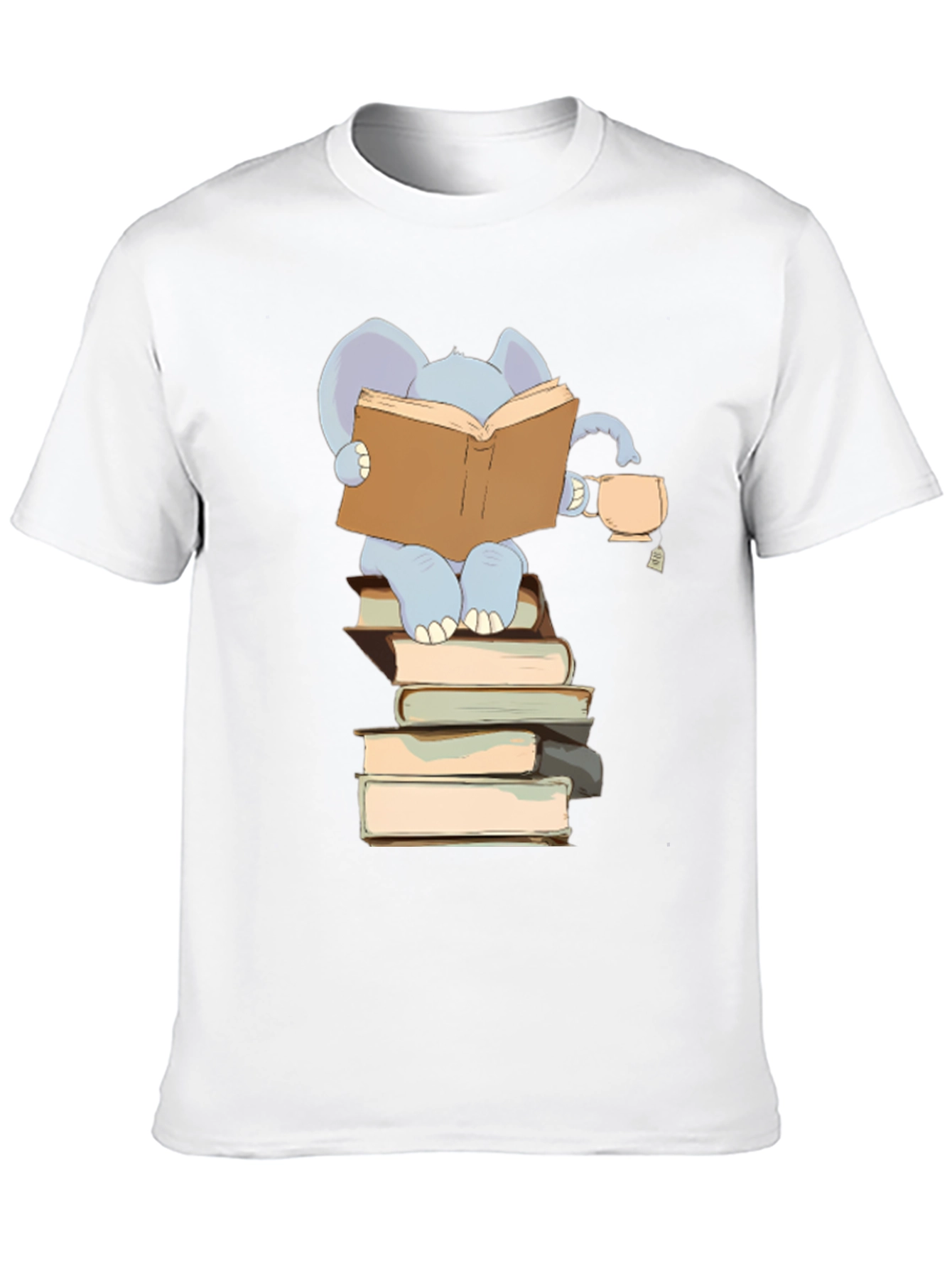 Elephant Reading Books T-Shirt - Black
