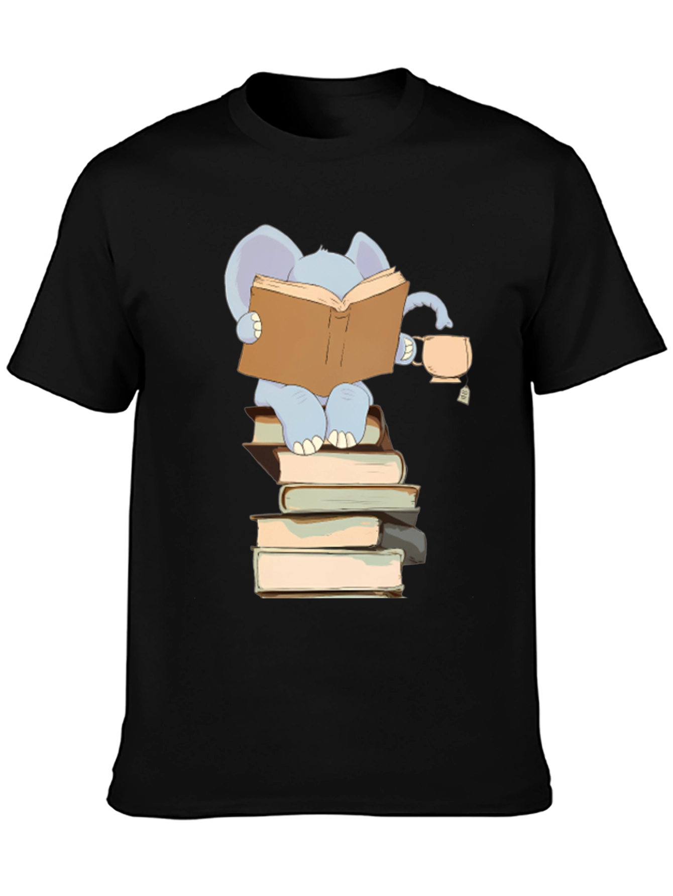 Elephant Reading Books T-Shirt - Black