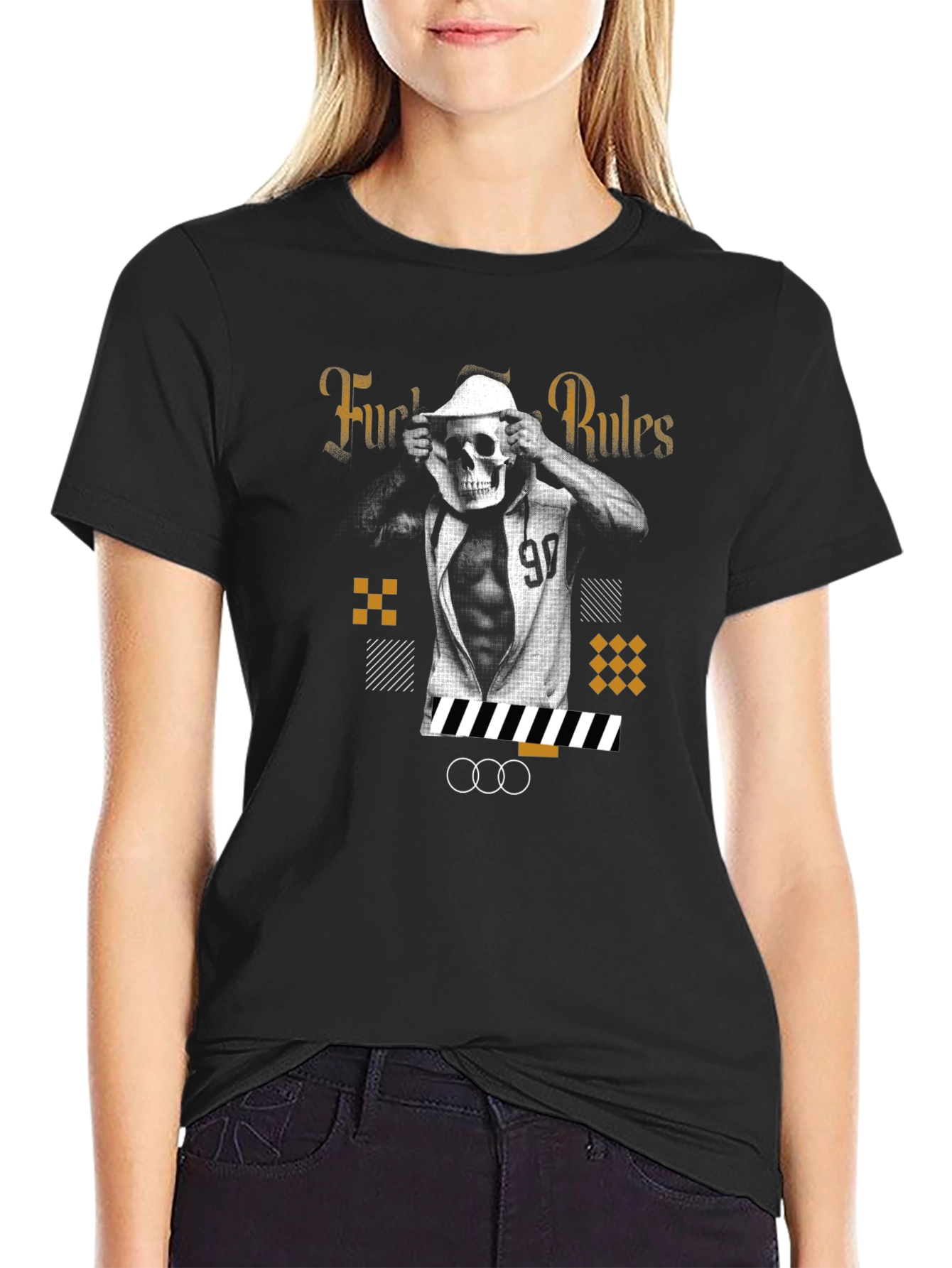 Edgy Graphic Print Black T-Shirt