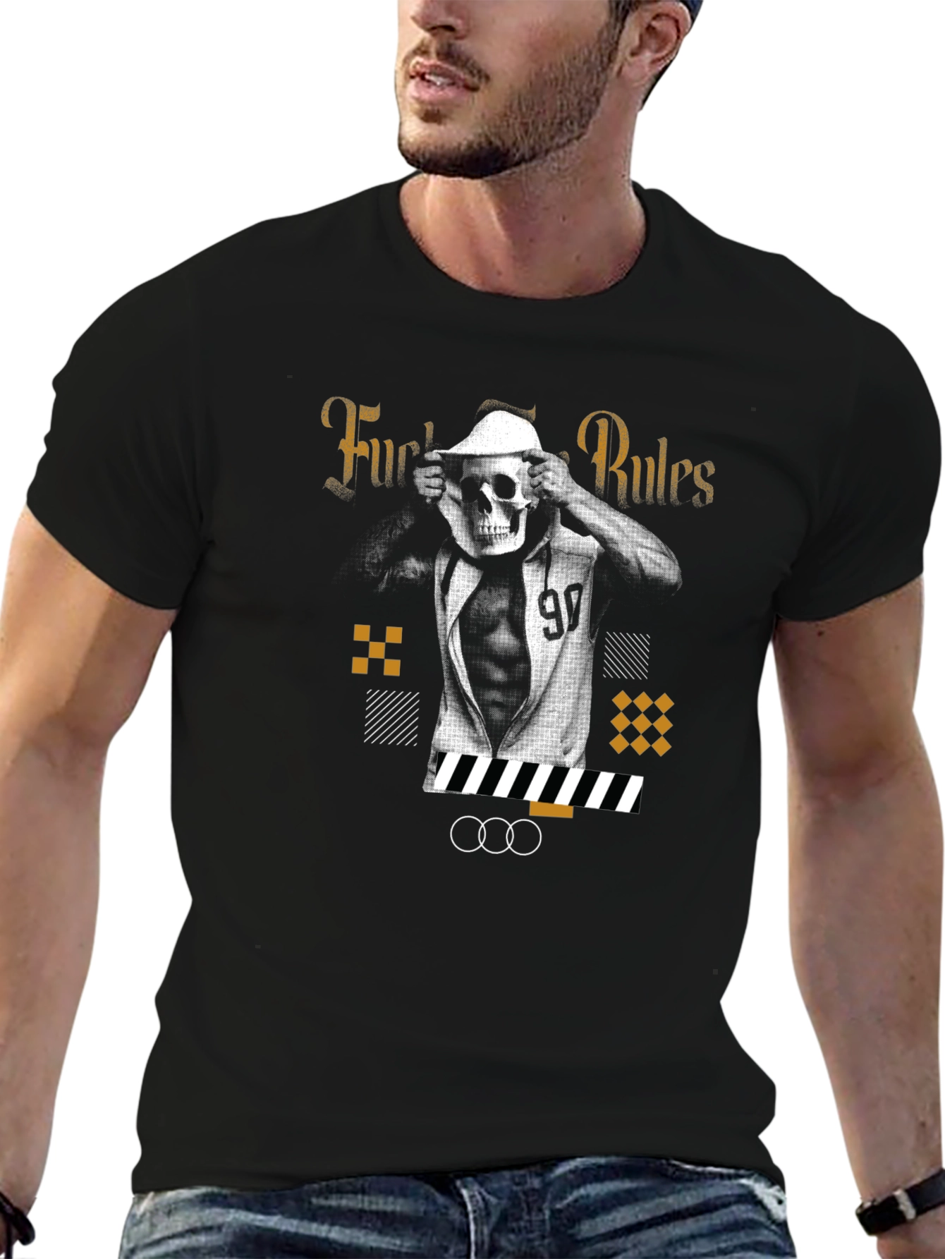 Edgy Graphic Print Black T-Shirt