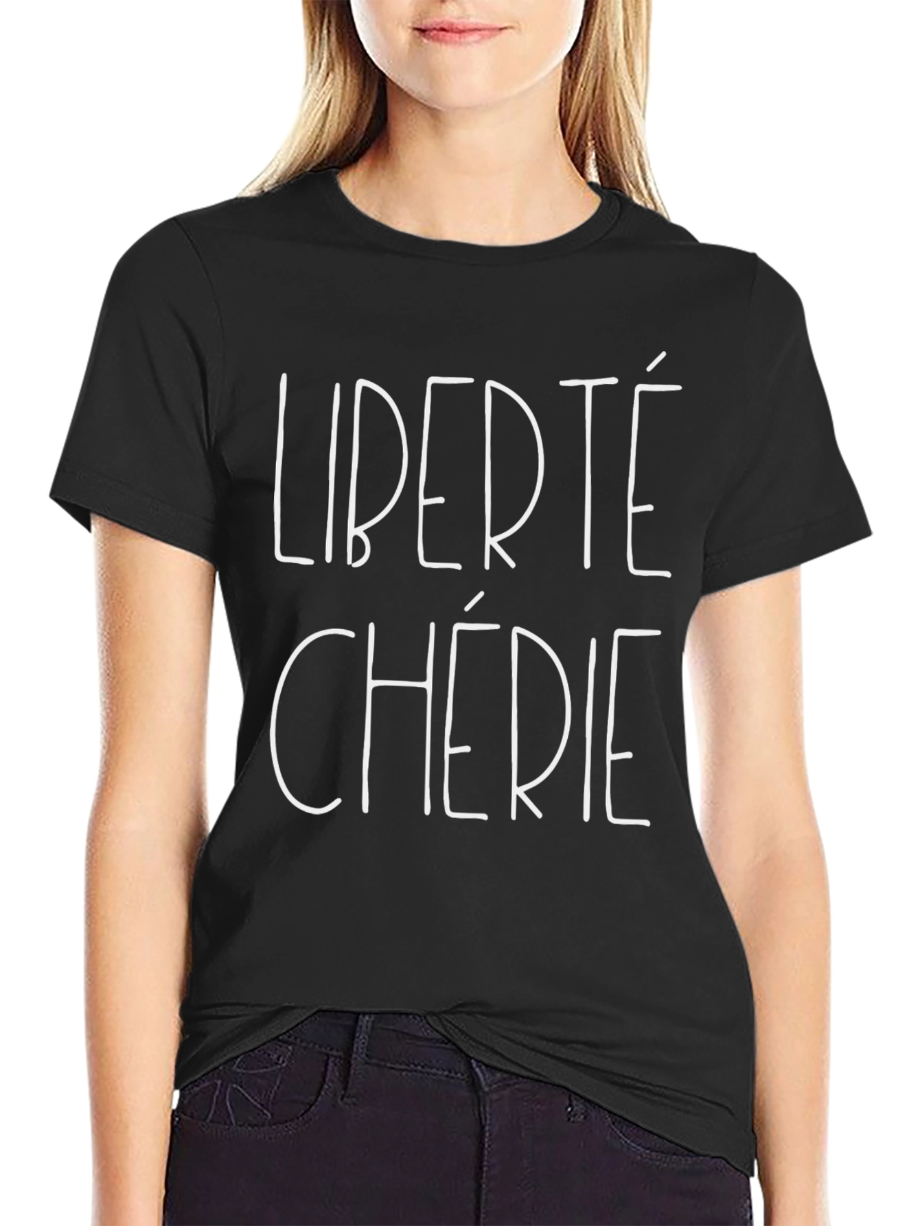 Liberté Chérie Graphic Tee - Black Cotton T-Shirt