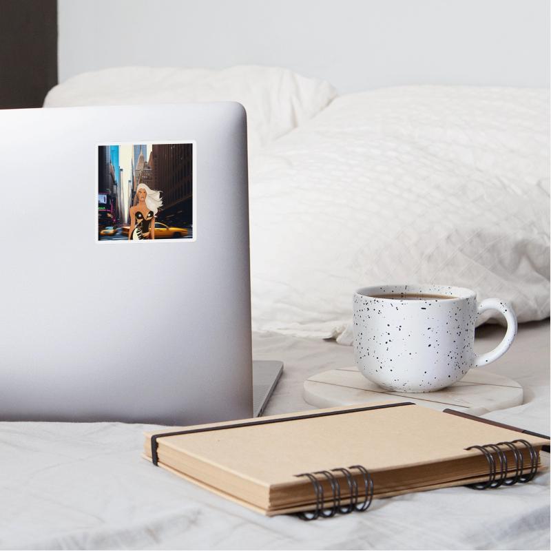 A model walking in the big and busy city