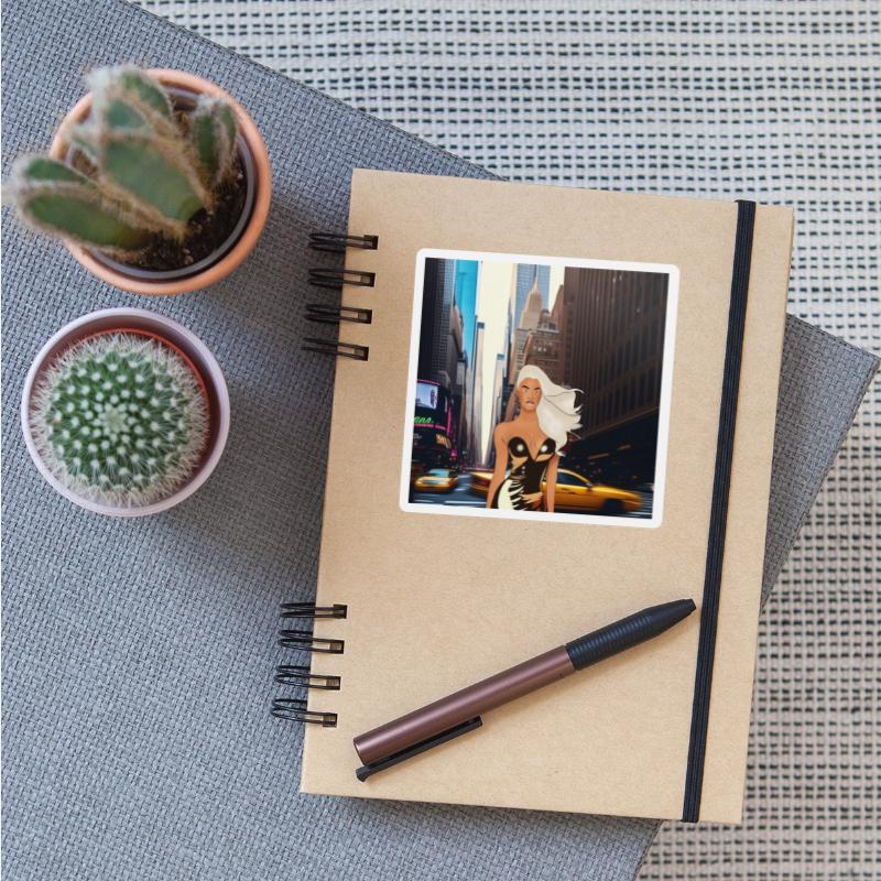 A model walking in the big and busy city