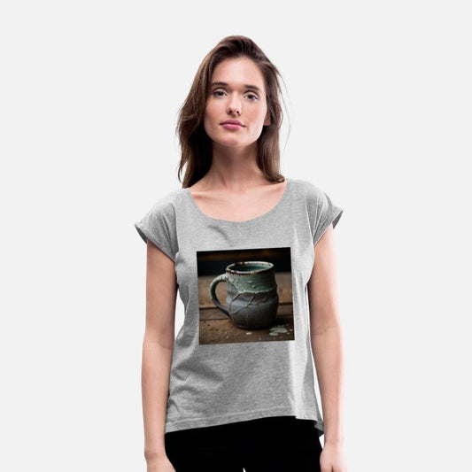 A rough ceramic mug is a handmade piece