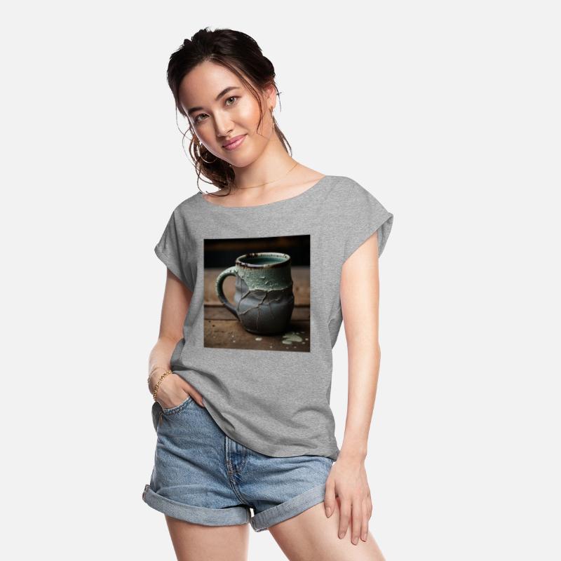 A rough ceramic mug is a handmade piece