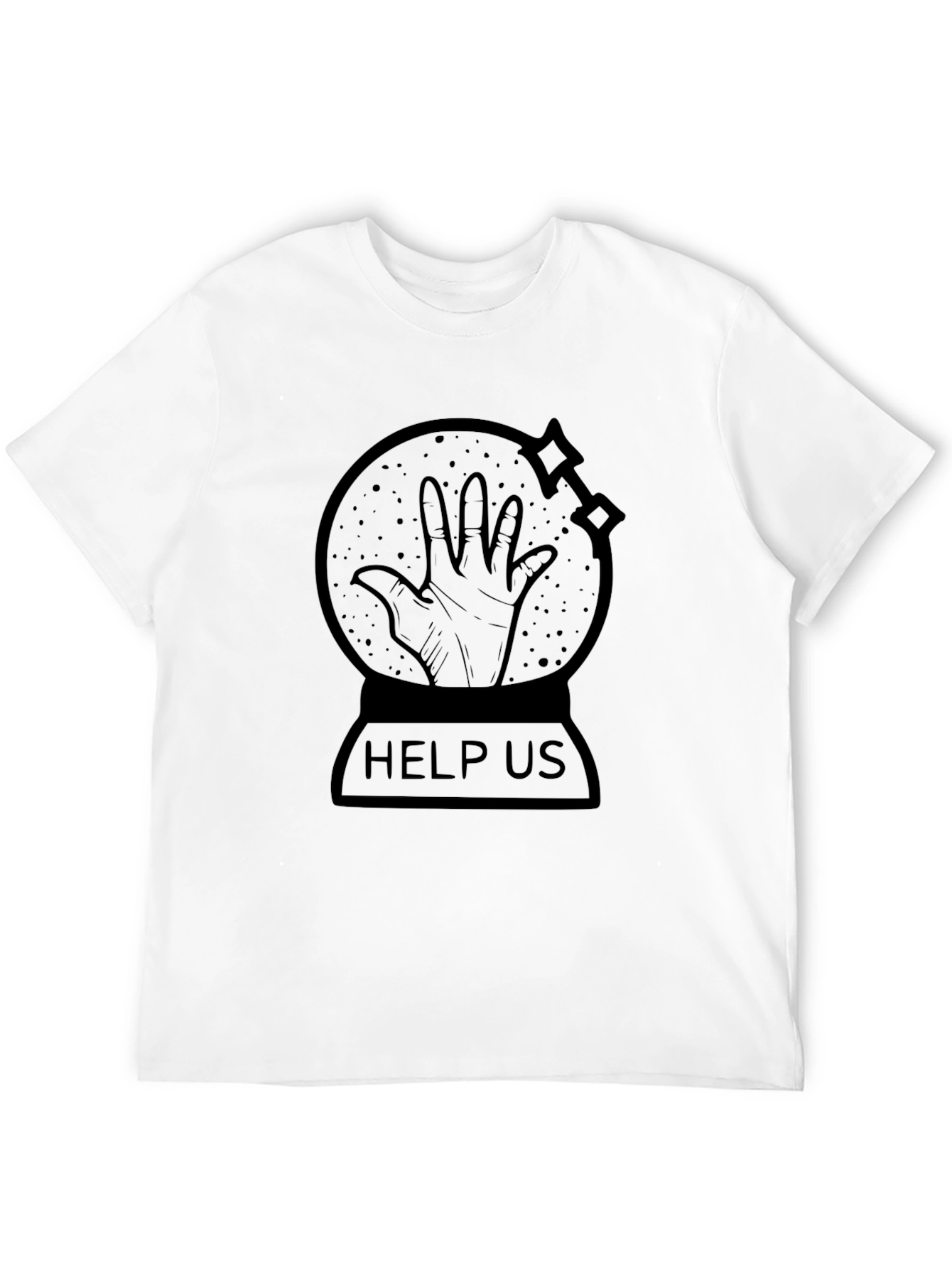 Distressed Help Us Graphic Print Crew Neck T-Shirt