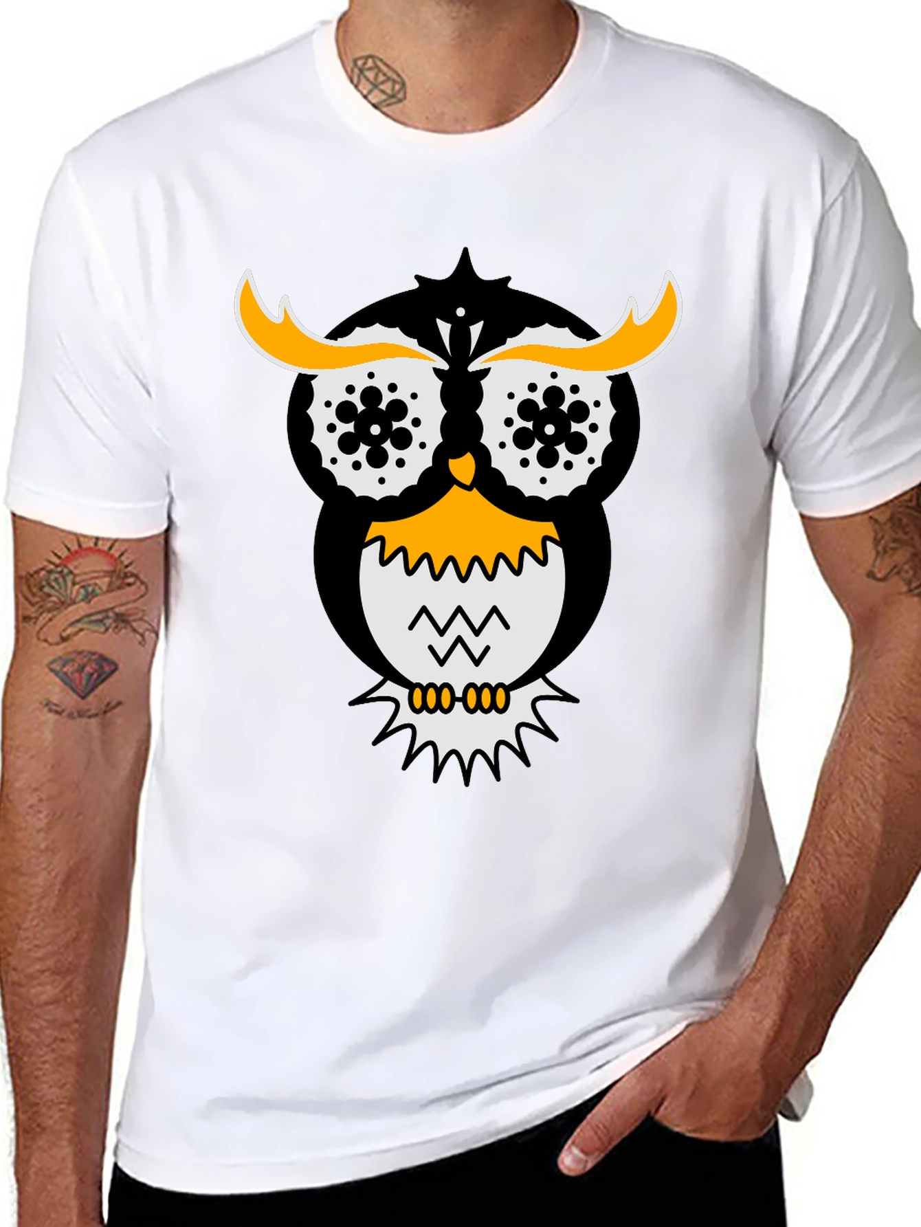 Owl Graphic Tee - Stylish Black Cotton T-Shirt