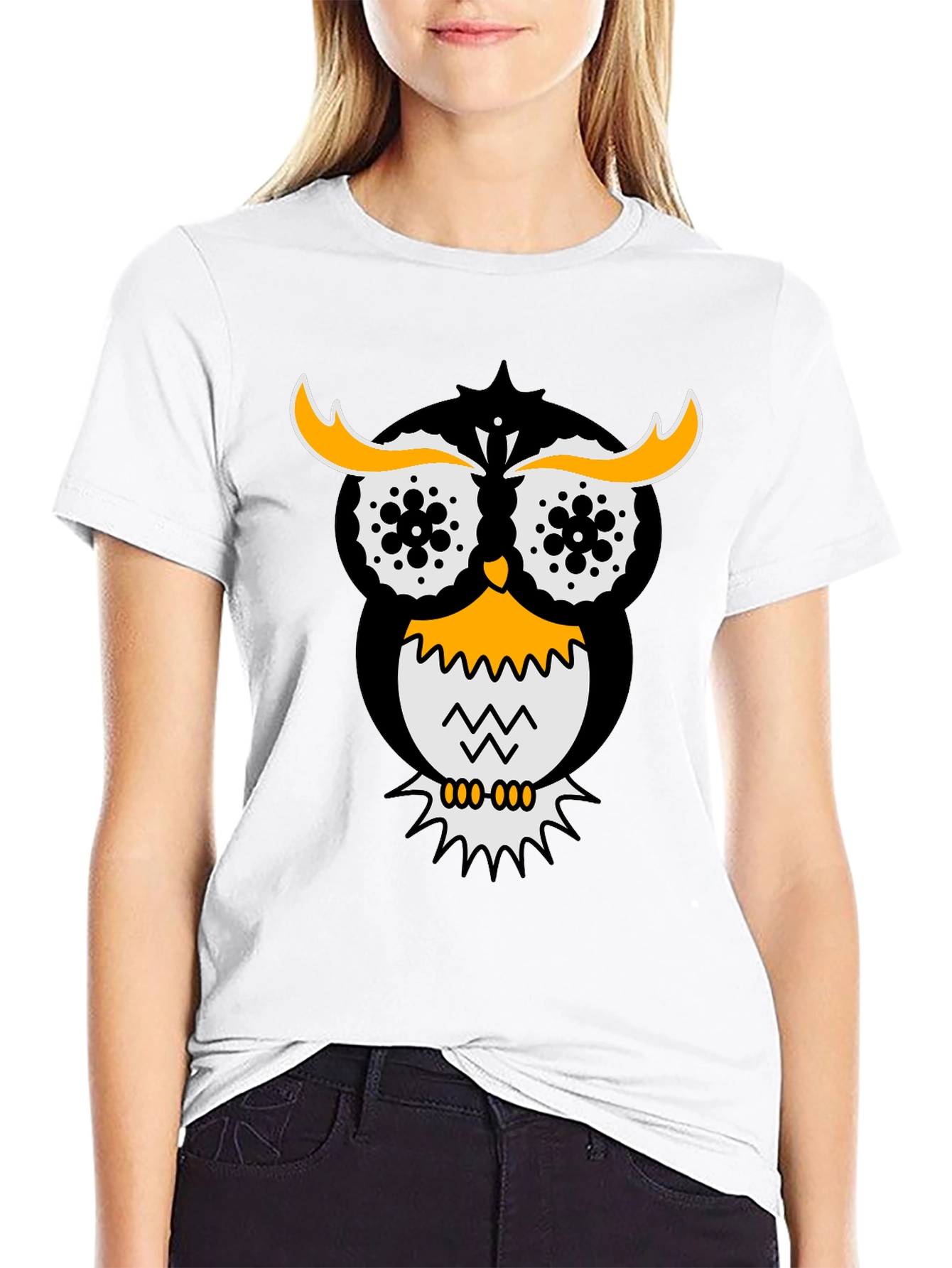Owl Graphic Tee - Stylish Black Cotton T-Shirt