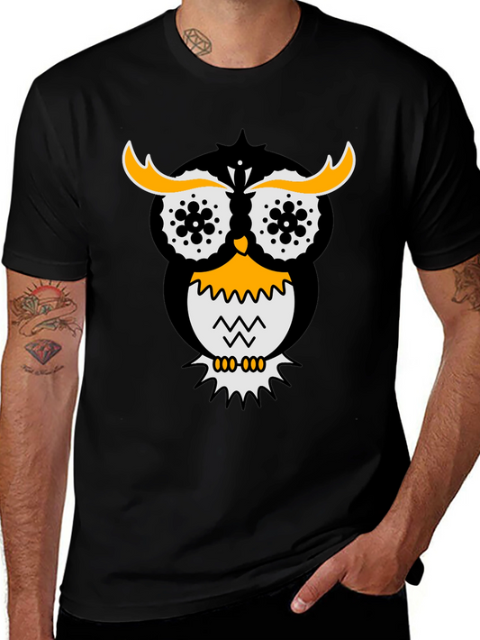 Owl Graphic Tee - Stylish Black Cotton T-Shirt