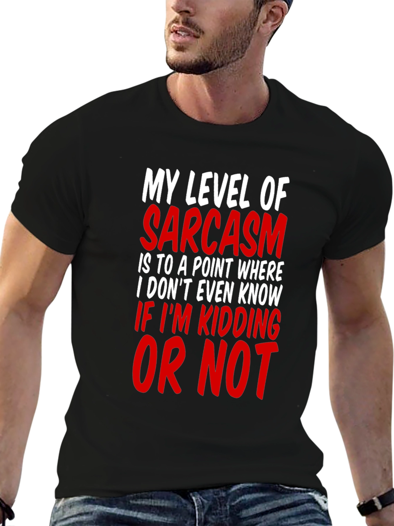 Sarcasm Level Mens T-Shirt Funny Graphic Tee