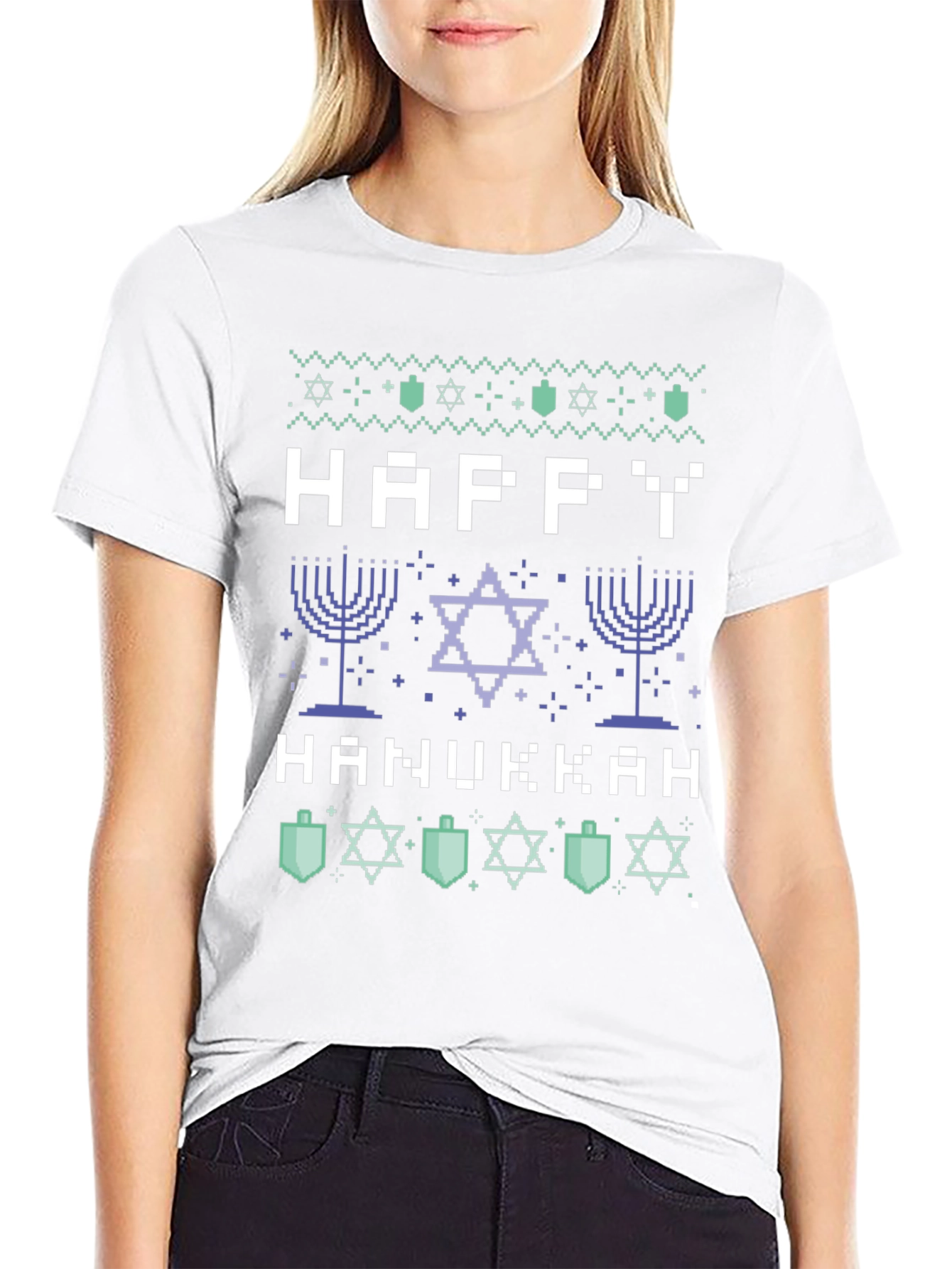 Happy Hanukkah Pixel Art Holiday T-Shirt