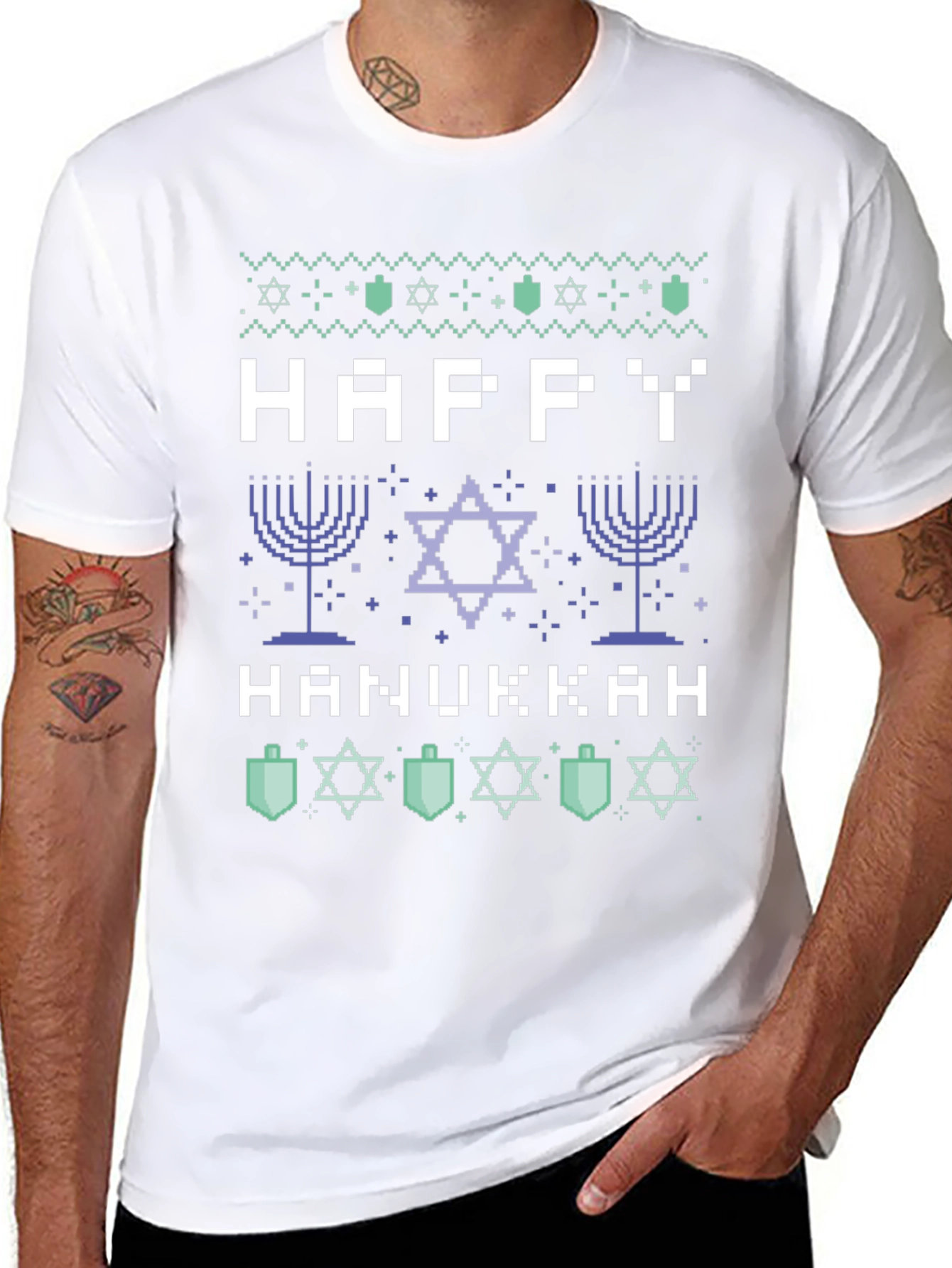 Happy Hanukkah Pixel Art Holiday T-Shirt