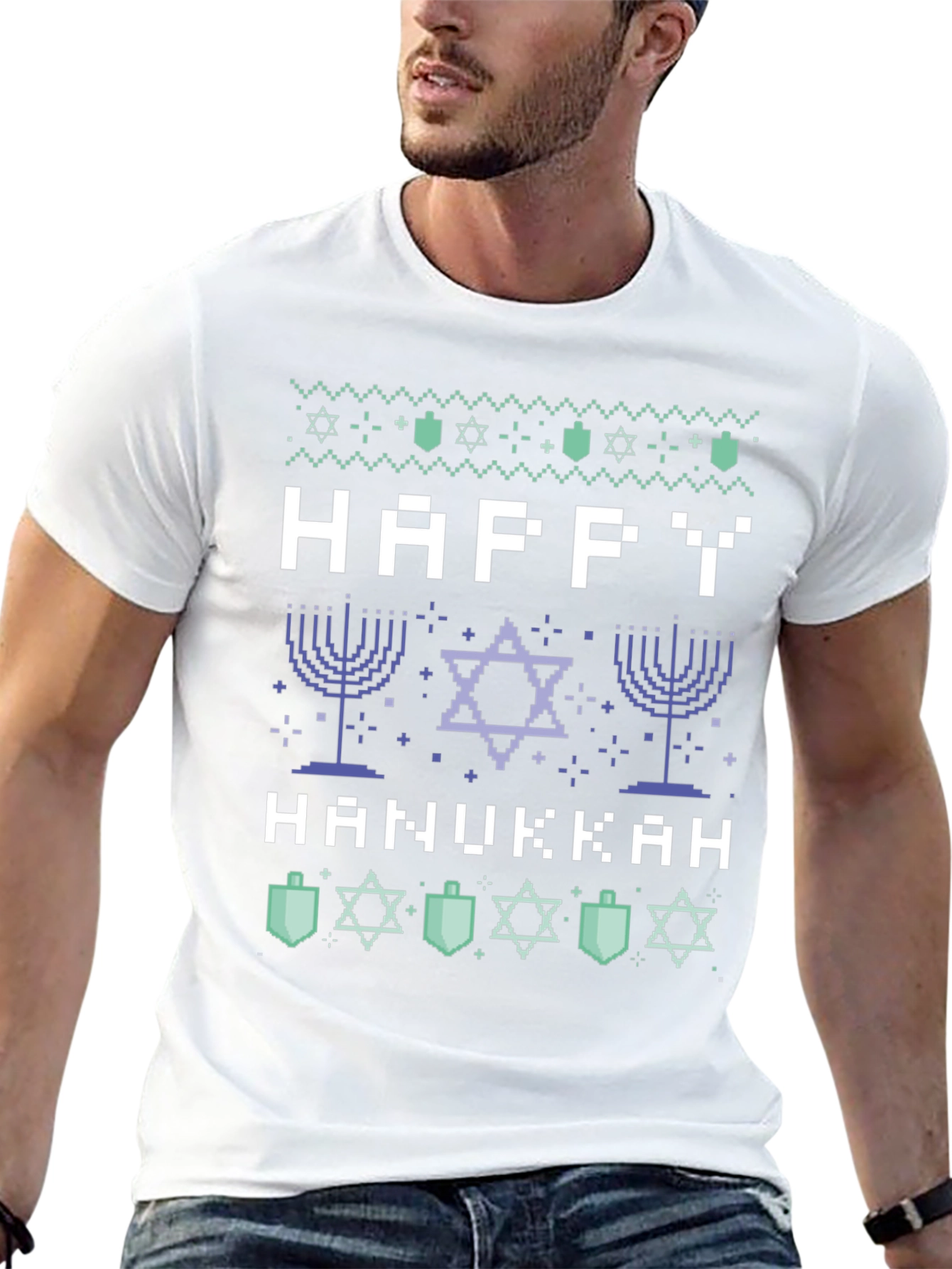 Happy Hanukkah Pixel Art Holiday T-Shirt