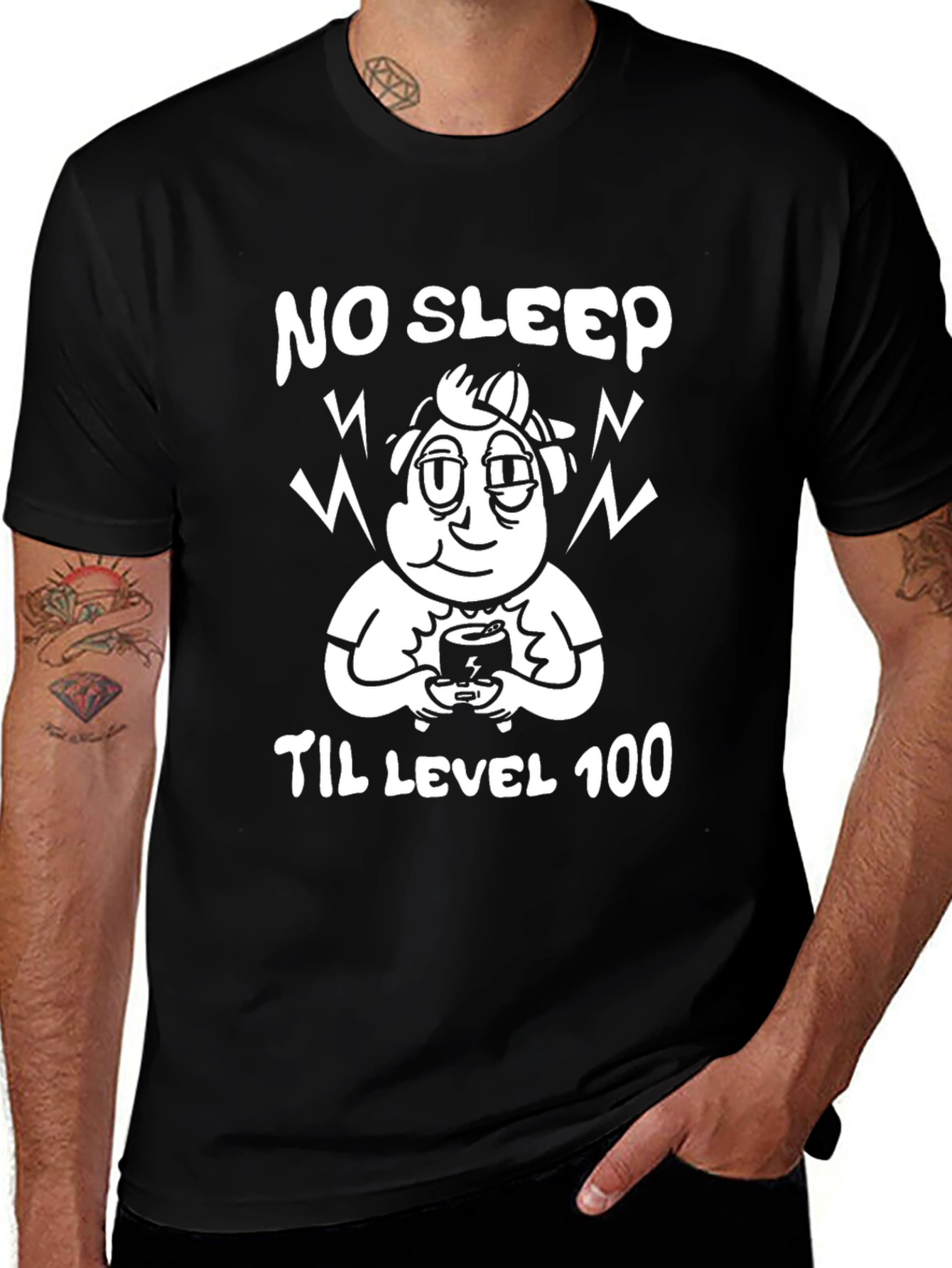 No Sleep Til Level 100 Black Graphic Tee