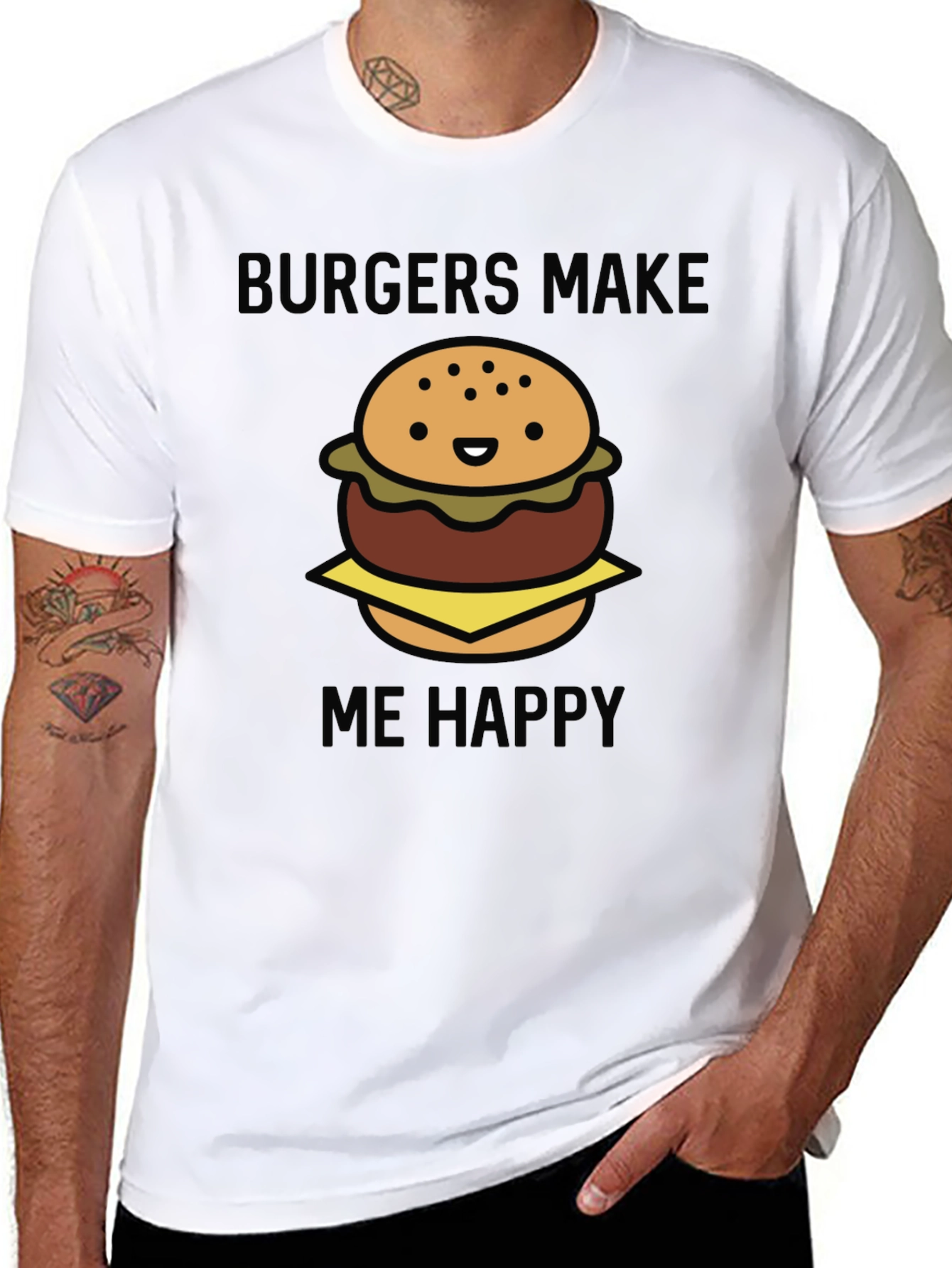 Burgers Make Me Happy Graphic Tee - Black