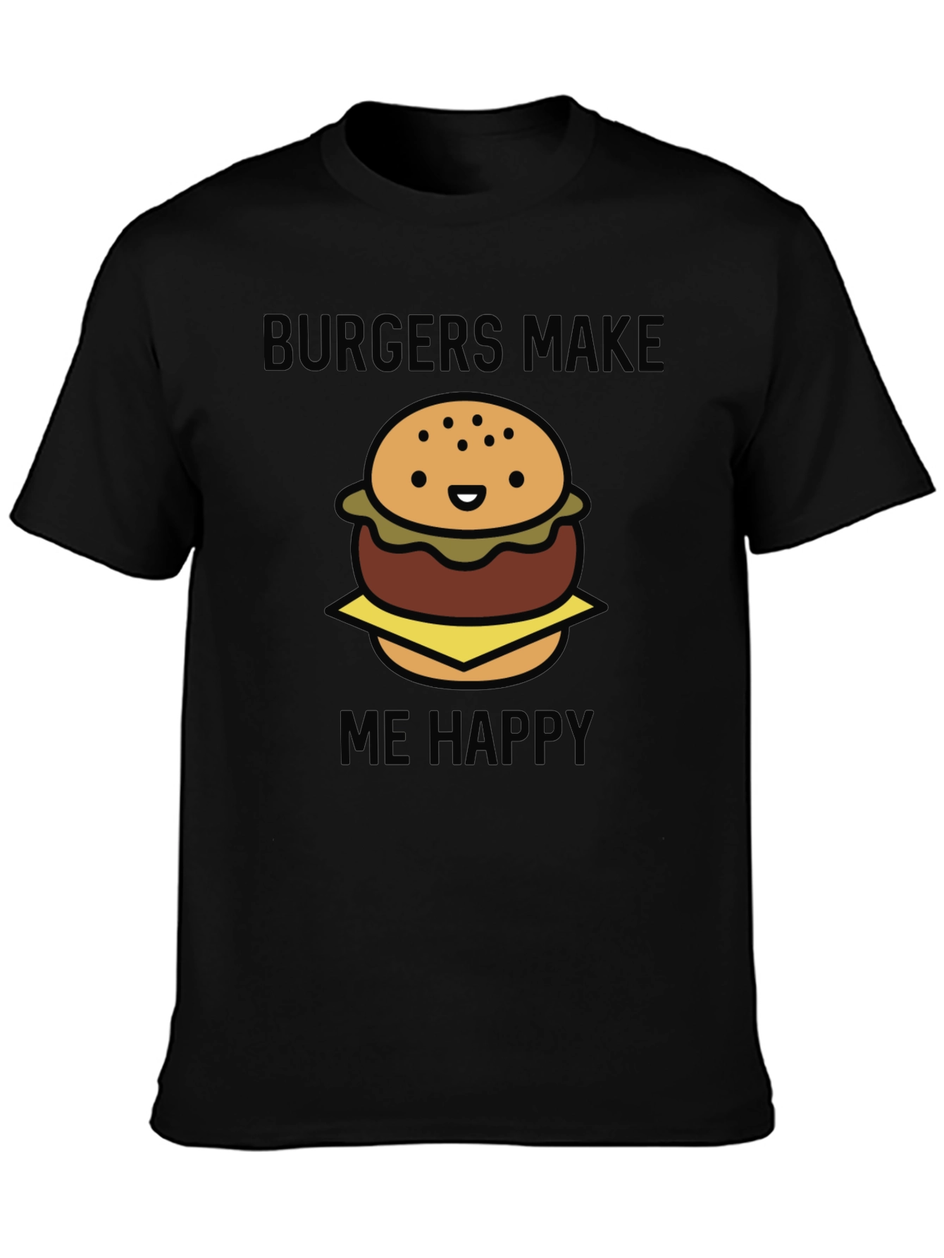 Burgers Make Me Happy Graphic Tee - Black