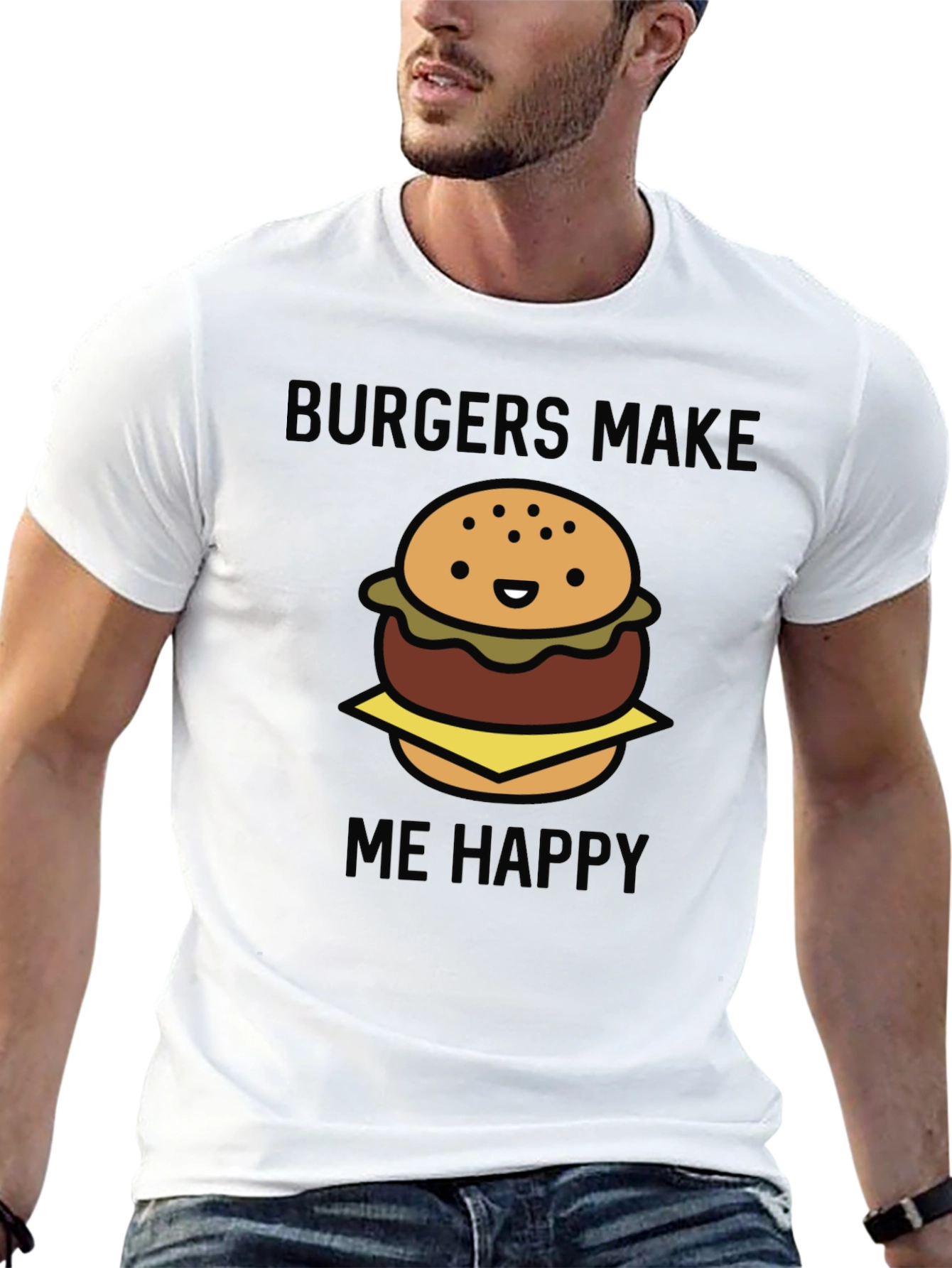 Burgers Make Me Happy Graphic Tee - Black