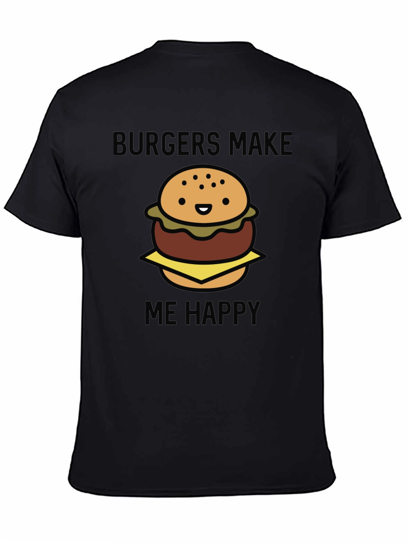 Burgers Make Me Happy Graphic Tee - Black