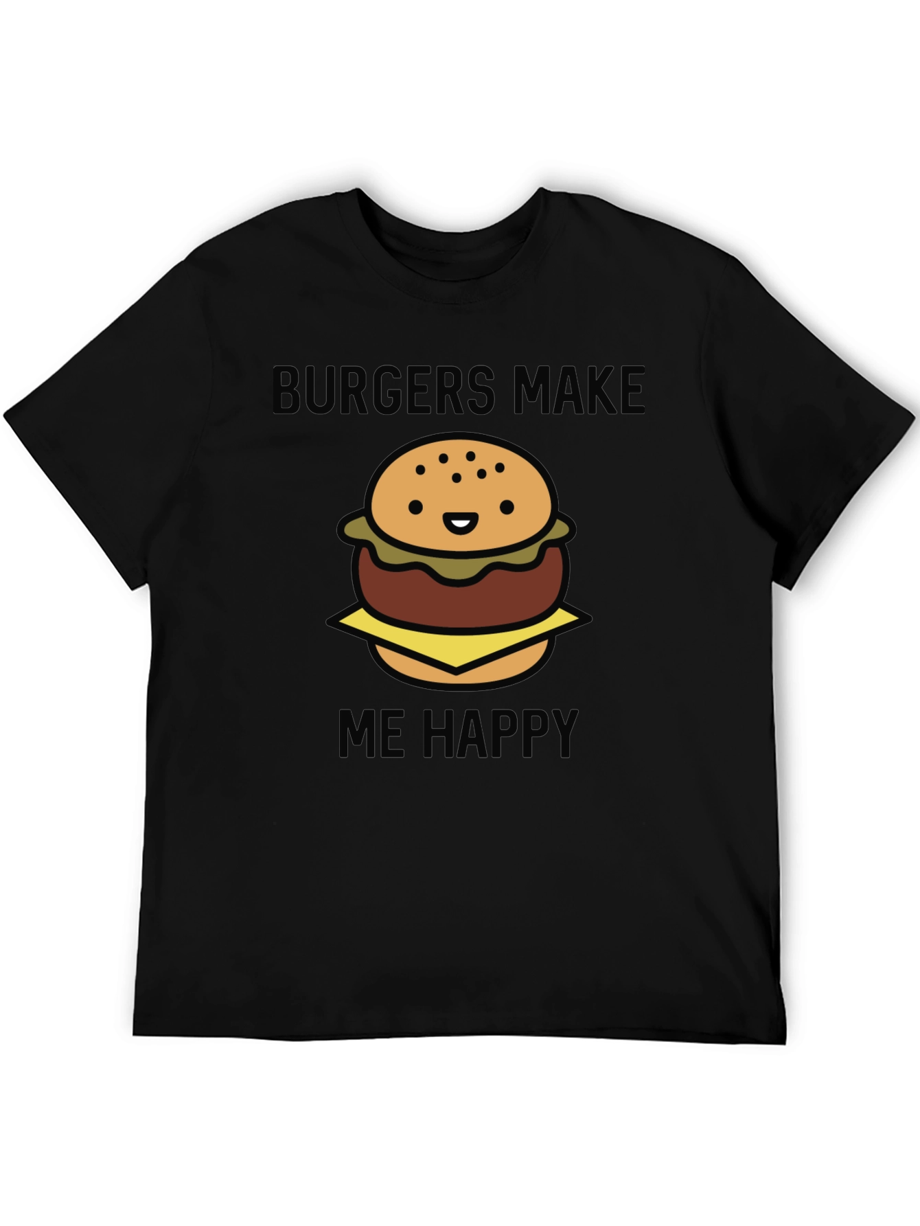 Burgers Make Me Happy Graphic Tee - Black