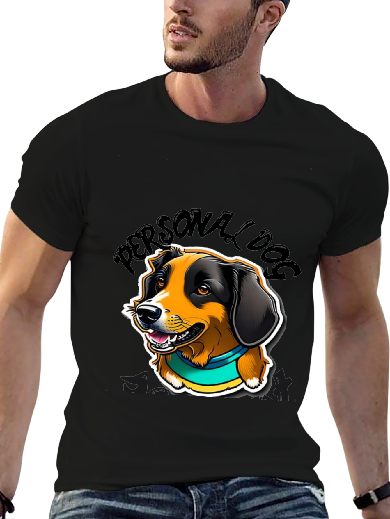 Personal Dog Graphic Tee - Black Cotton Blend