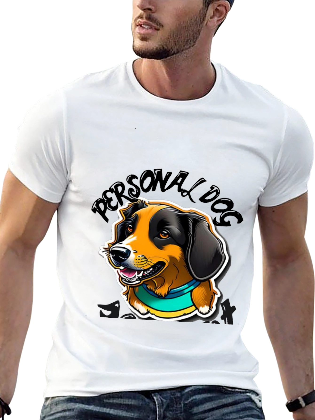Personal Dog Graphic Tee - Black Cotton Blend