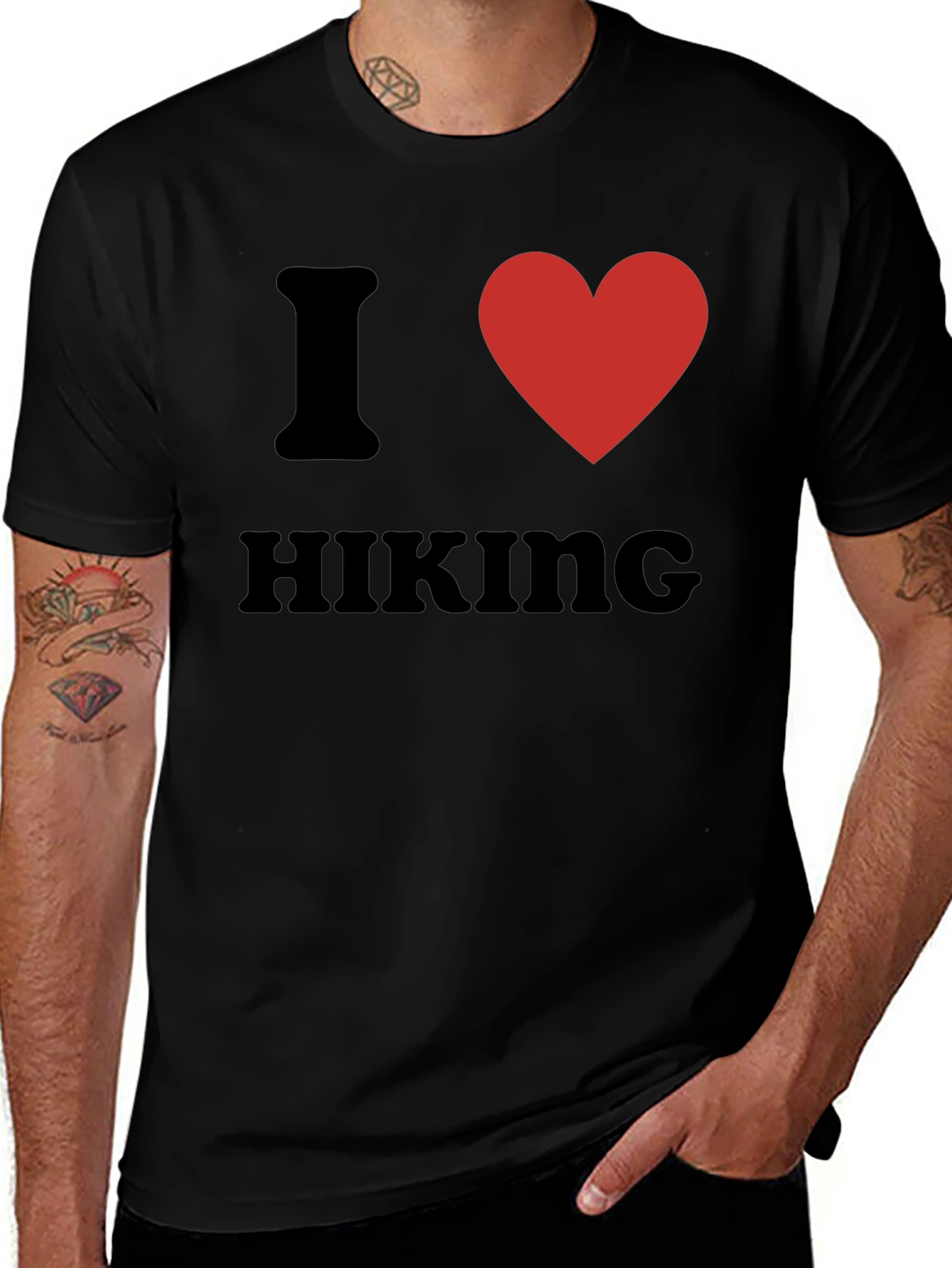 I Heart Hiking T-Shirt - Black Graphic Tee