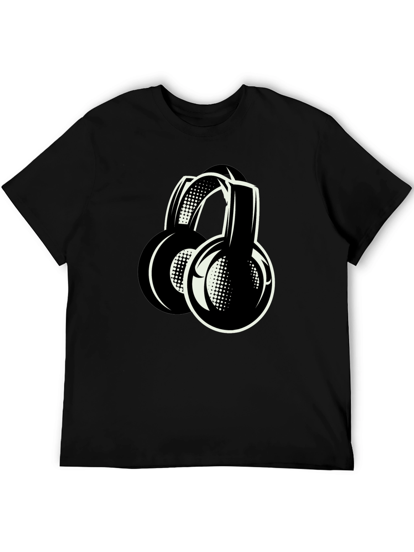 Stylish Black Headphones Graphic T-Shirt