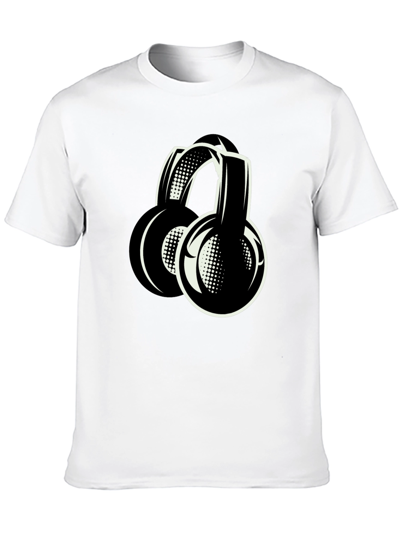 Stylish Black Headphones Graphic T-Shirt