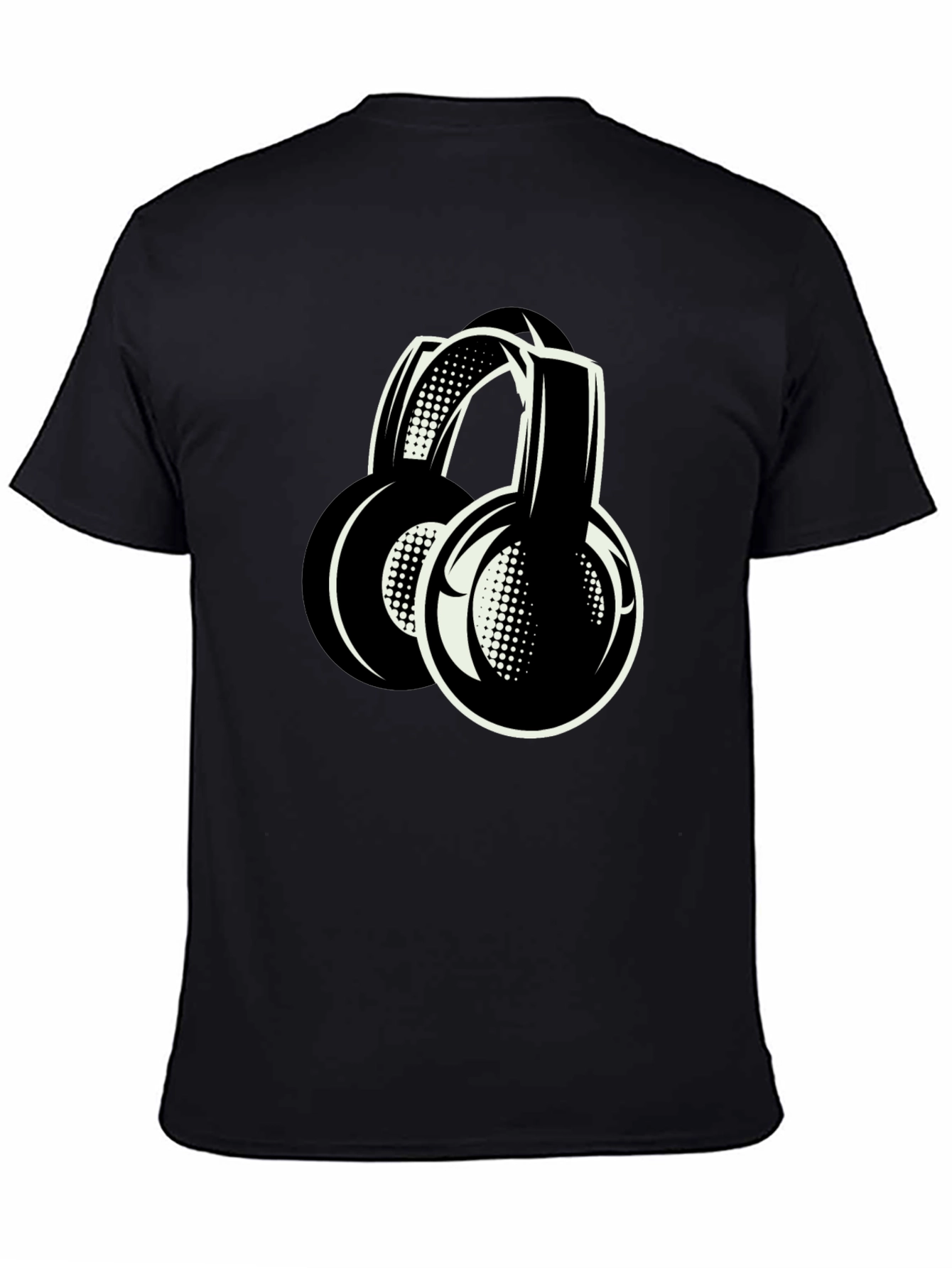 Stylish Black Headphones Graphic T-Shirt