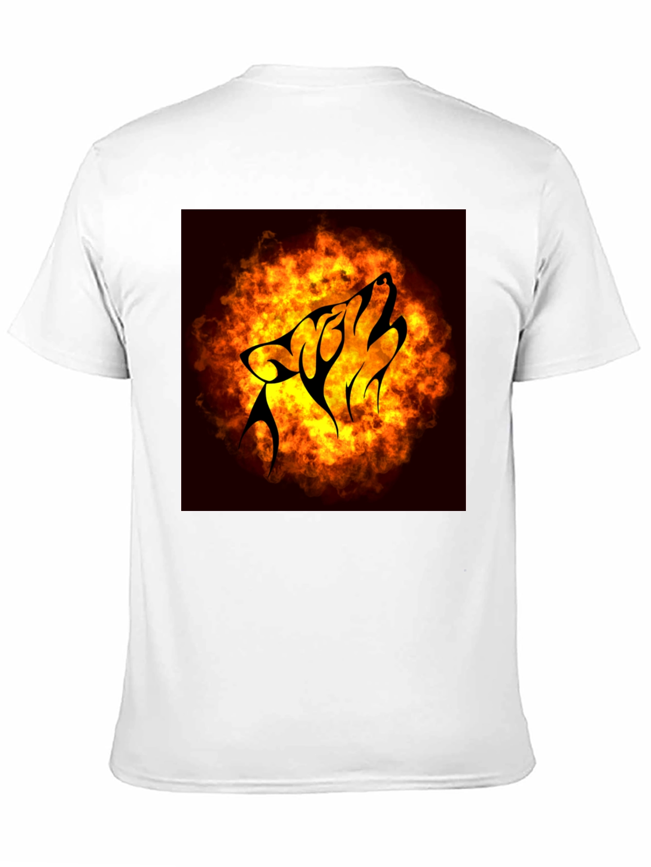 Fiery Wolf Graphic Tee - Black Cotton T-Shirt