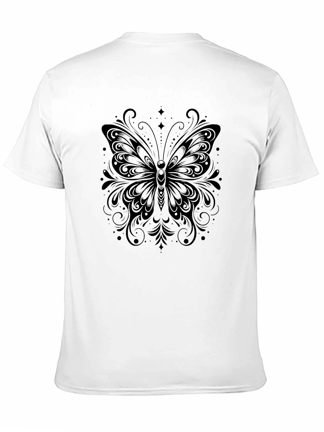 Elegant Butterfly Graphic Black T-Shirt