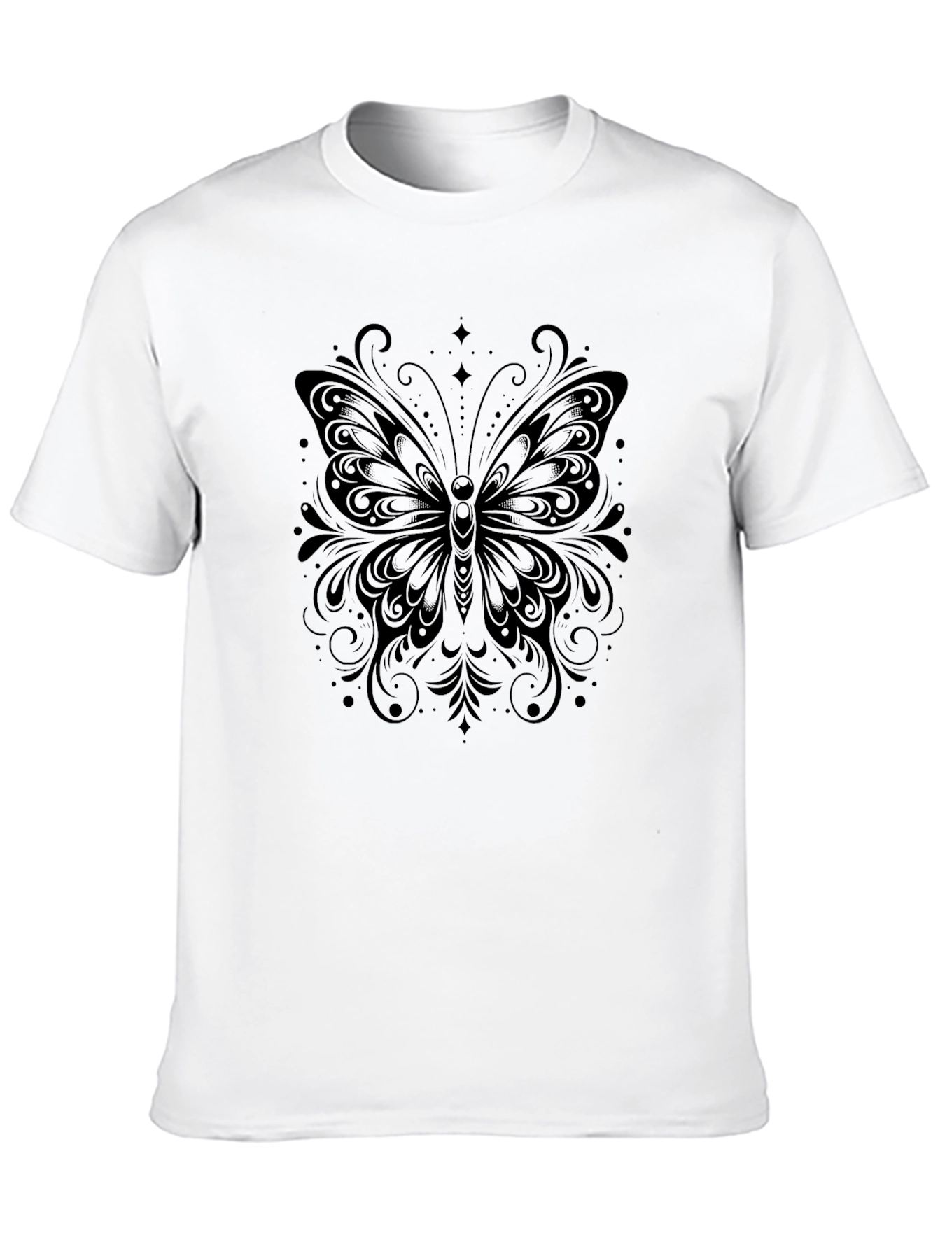 Elegant Butterfly Graphic Black T-Shirt