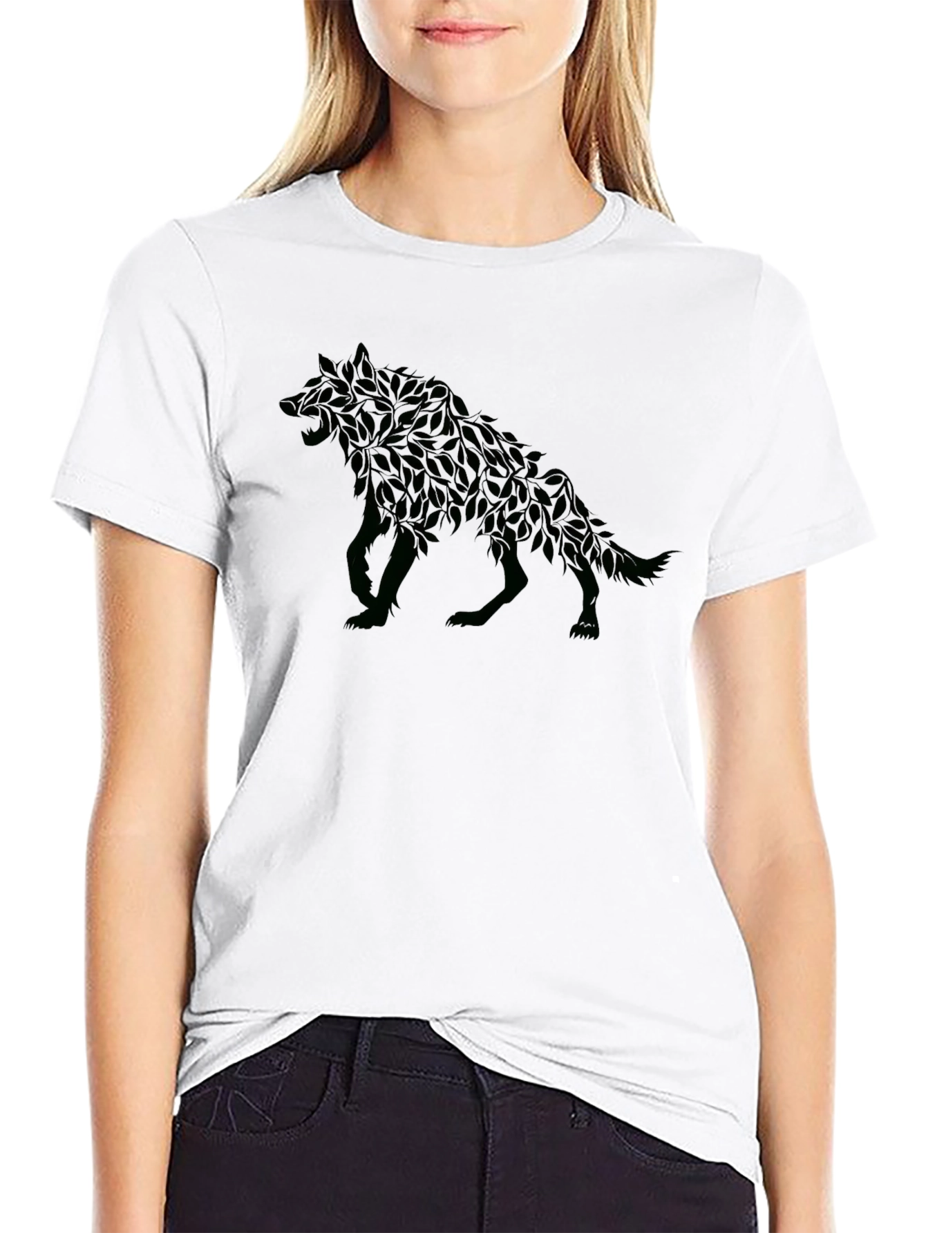 Leaf Wolf Graphic T-Shirt - Modern Animal Design