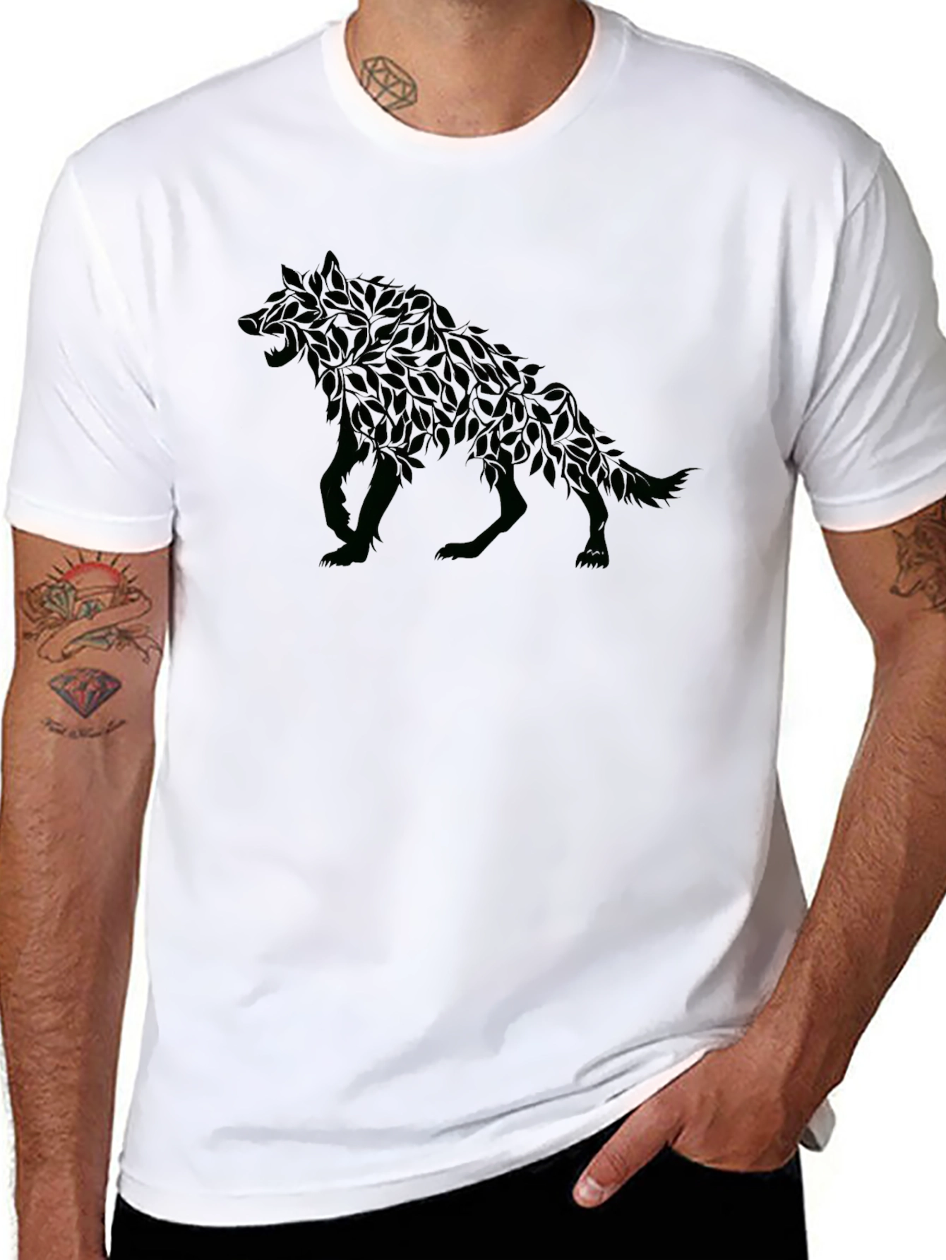 Leaf Wolf Graphic T-Shirt - Modern Animal Design