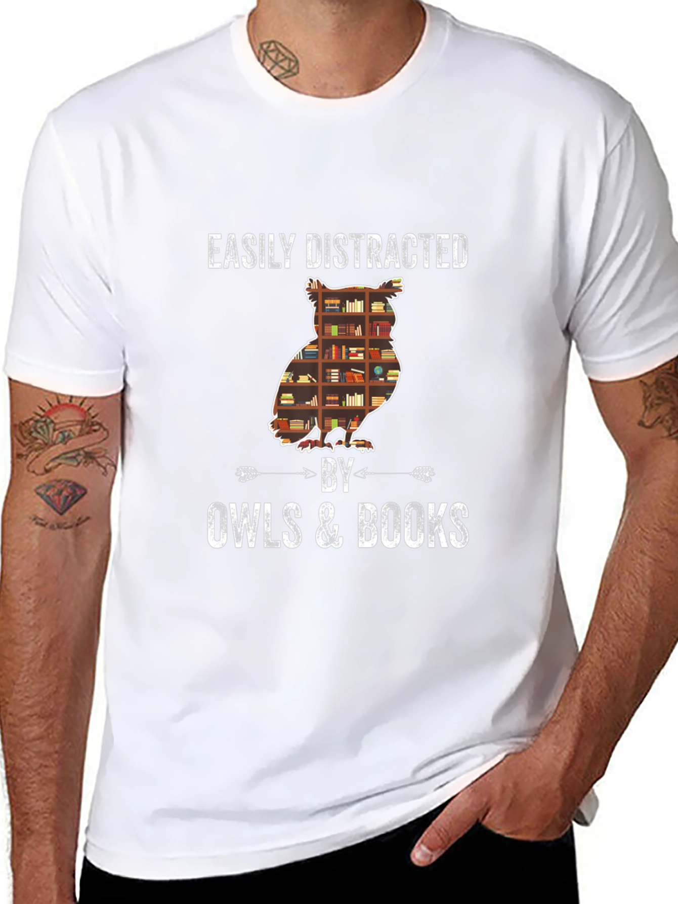 Easily Distracted By Owls & Books T-Shirt