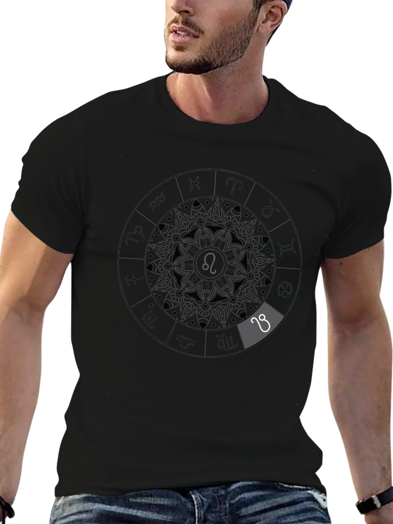 Zodiac Leo Constellation Black Graphic Tee