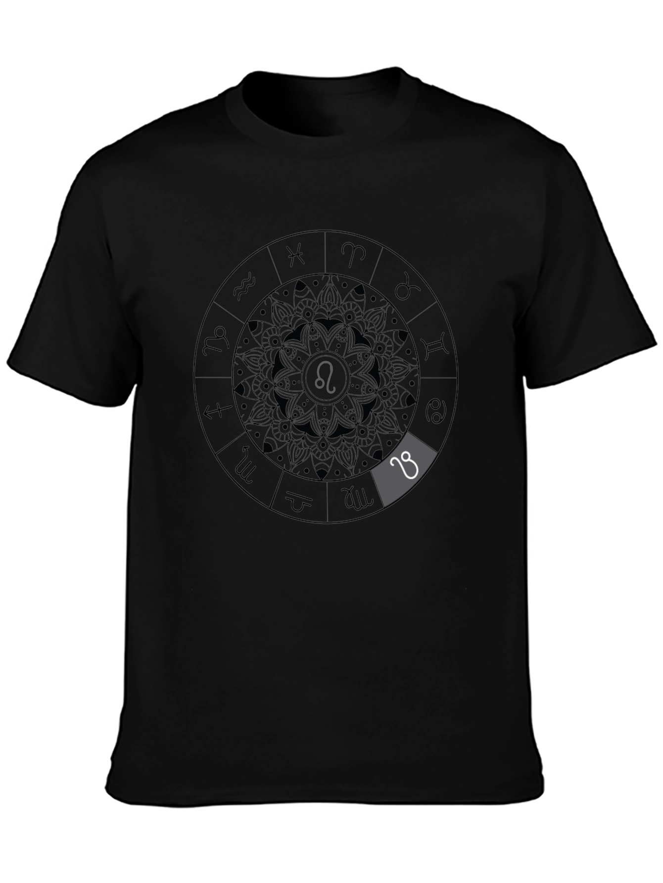 Zodiac Leo Constellation Black Graphic Tee